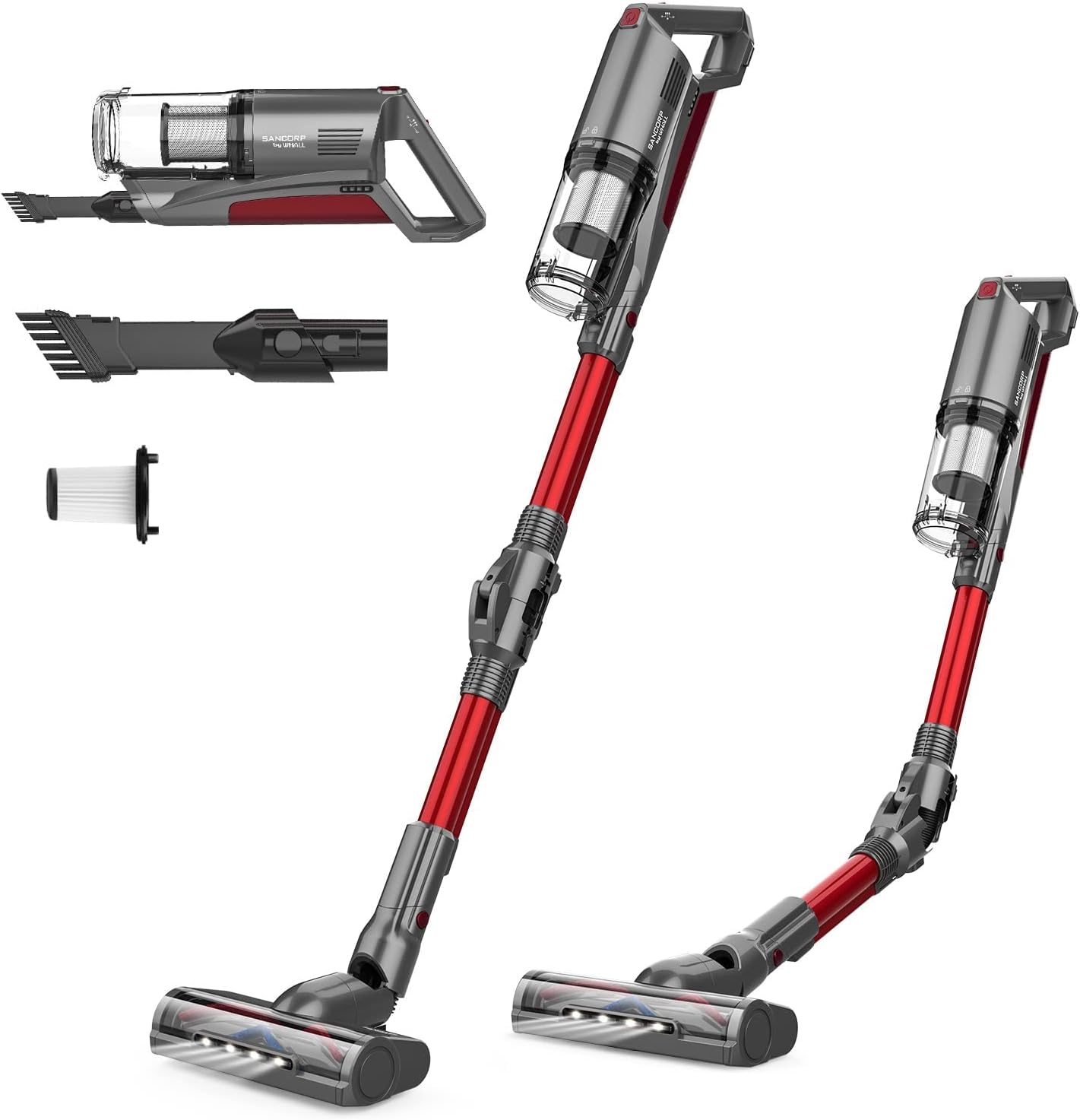 Cordless Vacuum Cleaner, whall 22Kpa Suction 250W Brushless Motor Cordless Stick Vacuum Cleaner, up to 53mins Runtime, 4 in 1 Lightweight Handheld Vacuum for Home Hard Floor Carpet Pet Hair