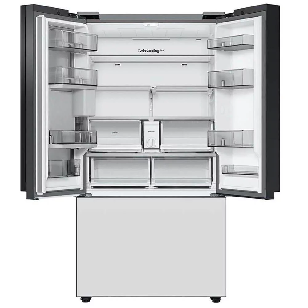 Samsung RF24BB660012 24 Cu. Ft. Bespoke White Glass 3-Door French Door Counter Depth Refrigerator