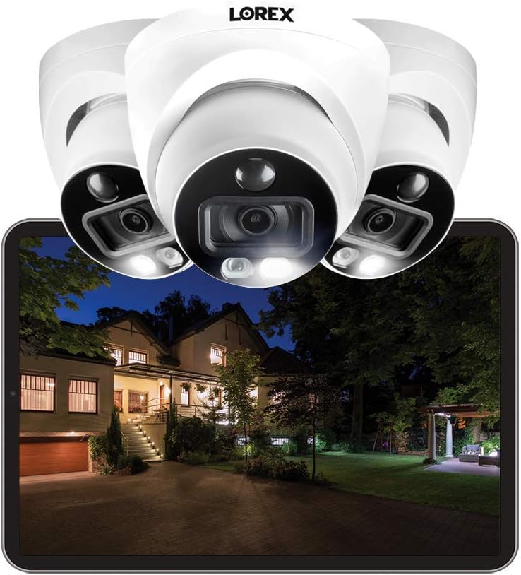 Lorex 4k Wired Security Camera System, Ultra HD Cameras with Motion Detection Surveillance, Active Deterrence and Smart Home Compatibility, 3TB 16 Channel DVR, 8 Bullet Cameras, 4 Dome Cameras