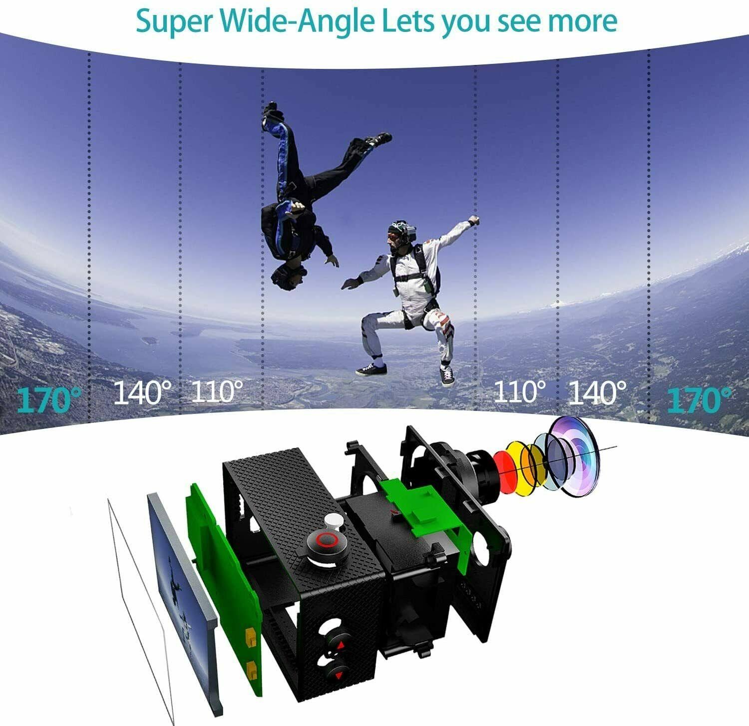 4K Action Camera 20MP Underwater Waterproof 40M 170°Wide-Angle WiFi.