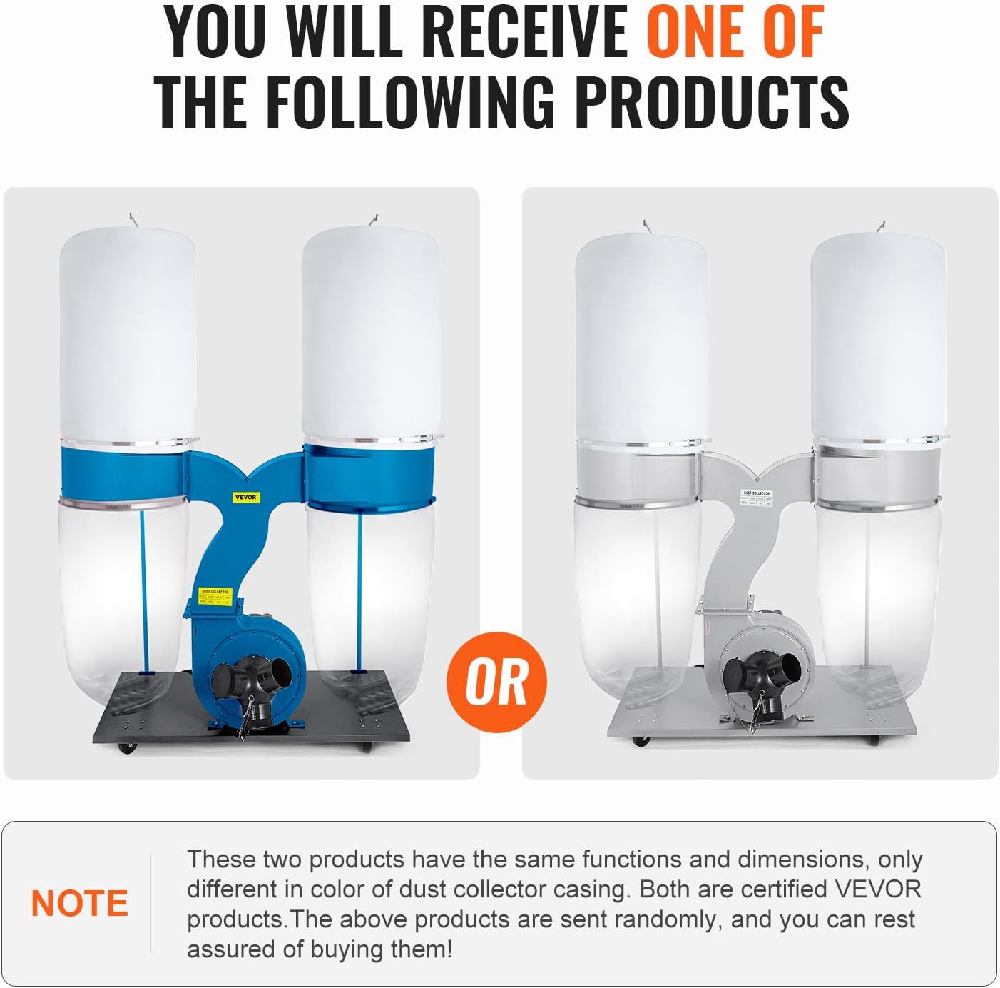 VEVOR 3HP Dust Collector with 2300 CFM Air Flow Bag Dust Collector 110V Portable Dust Collector 5 Micron Bag Filtration