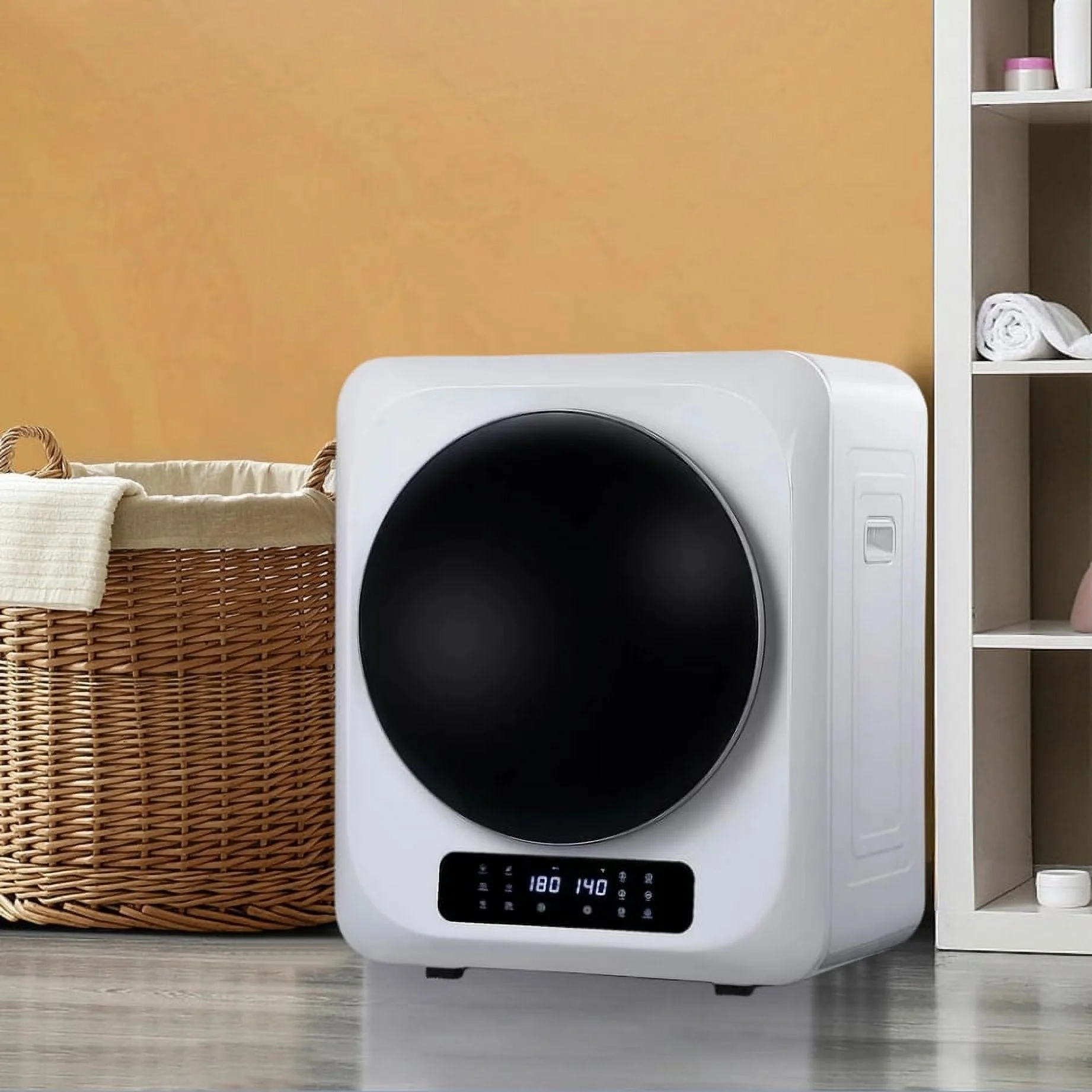 CozyHom Compact Electric Dryer Laundry Dryer, Portable Clothes Dryer Machine with Stainless Steel Drum, White