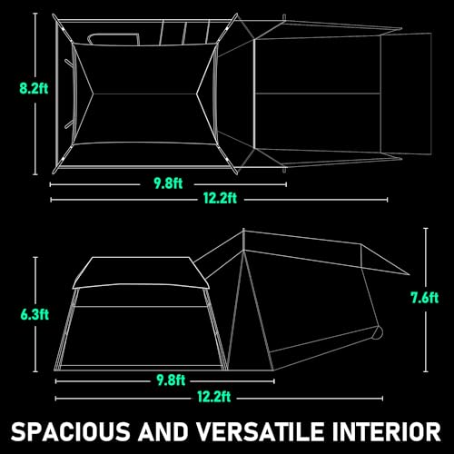 Otrifowd ACtent for Tesla Model 3&Y, Pop-Up SUV Tent w. Awning for Car Camping, Connects to Tesla Tailgate for Air-Conditioning, Sleeps 6 Adults, 10'x8.2'