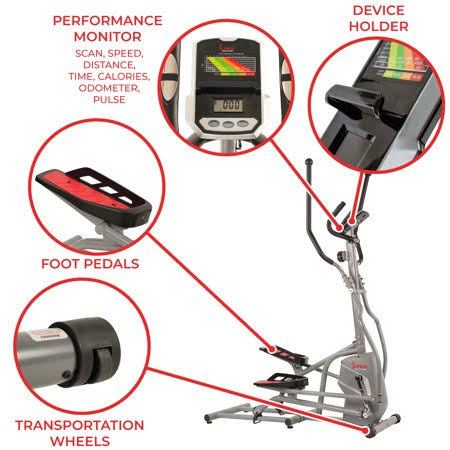 Sunny Health u0026 Fitness Magnetic Elliptical Trainer - Gray