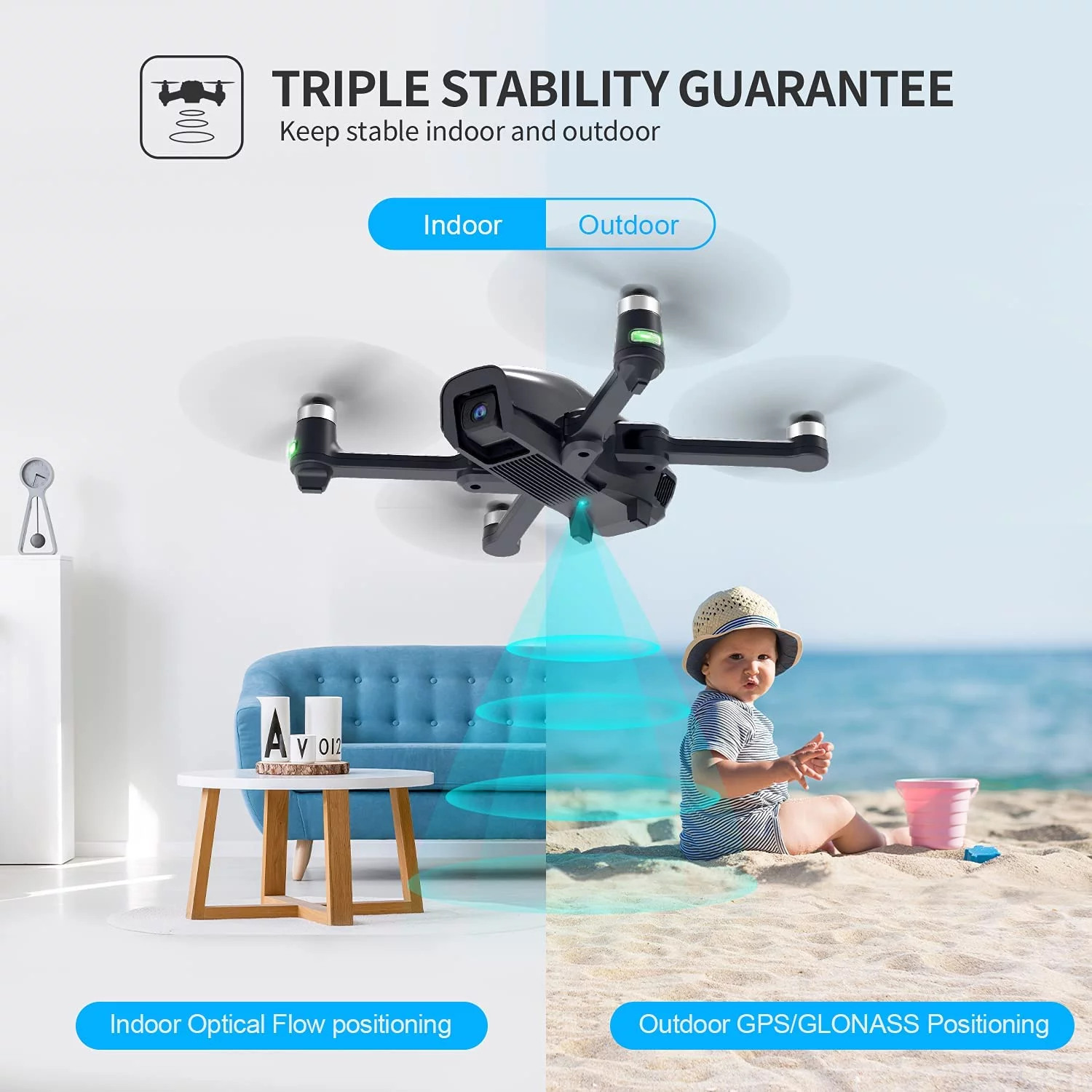 Holy Stone HS710 GPS Drone with 4K Camera for Adults Brushless Motor 50 Mins Flight Time Color White
