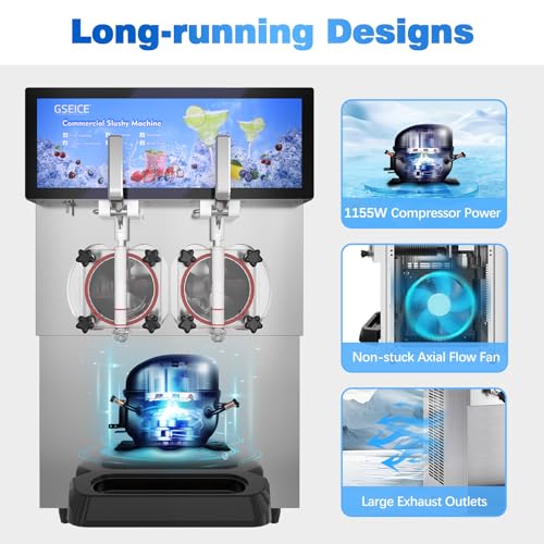 GSEICE Commercial Slushy Machine, Margarita Machine for Slush, Frozen Margarita, Slushy Maker Machine for Restaurants, Bars, Pool Parties