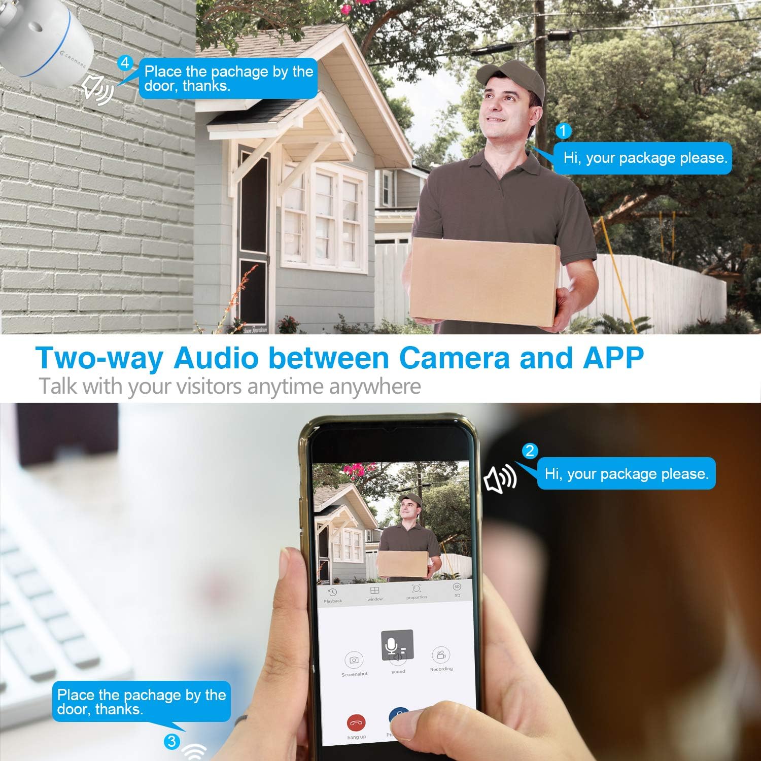 Cromorc All-in-one Wireless Security Camera System with 15.6 IPS Monitor, AI Human Detection, Floodlight,Siren Alarm, 2-Way Audio,4PCS 3MP Camera,Expandable 8CH NVR,Home Business Surveillance,2TB HDD