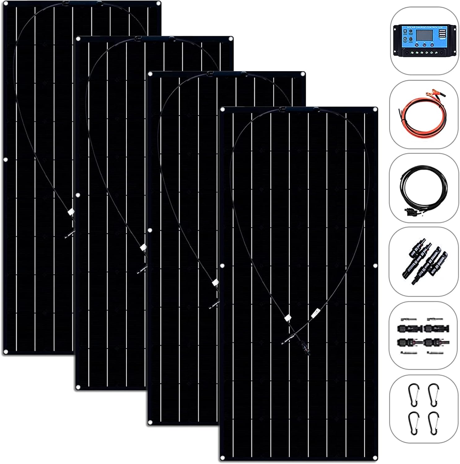 Solar Panel Kit 1200W 4X 300W Ip67 Waterproof with 40A Controller Solar Panels High-Efficiency Solar Modules Suitable for Ships, Rvs and Other Off-Grid Applications
