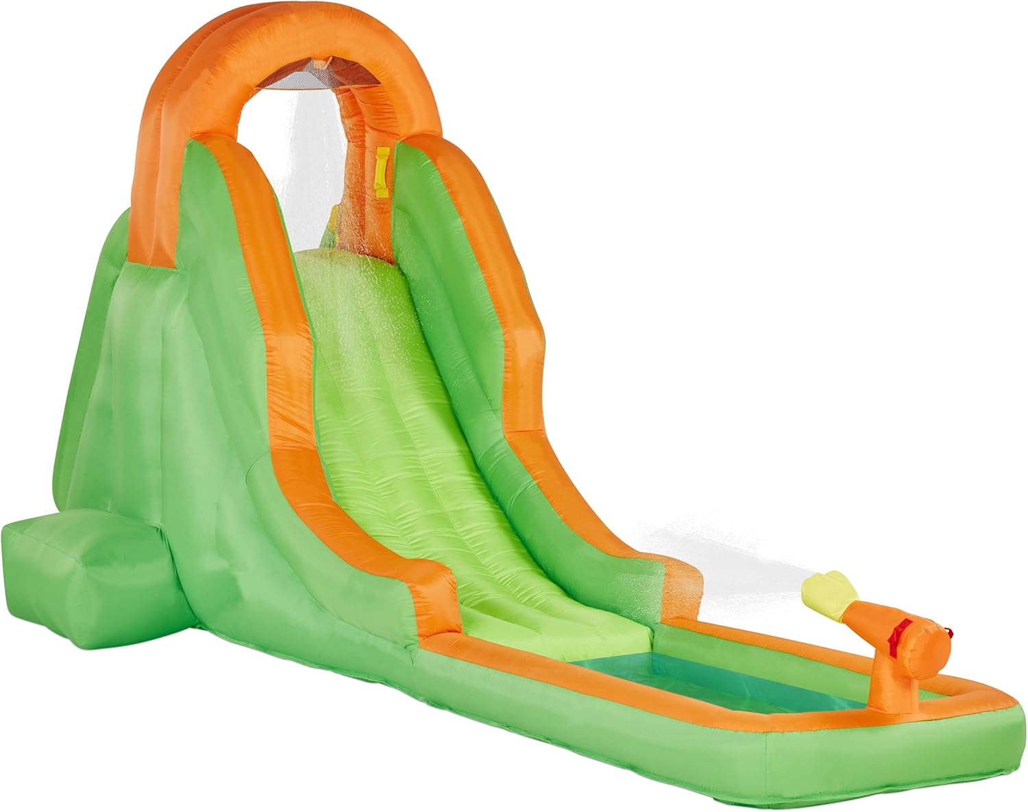 Sunny & Fun Compact Inflatable Water Slide Park &ndash; Heavy-Duty Nylon for Outdoor Fun - Climbing Wall, Slide, & Small Splash Pool &ndash; Easy to Set Up & Inflate with Included Air Pump & Carrying Case