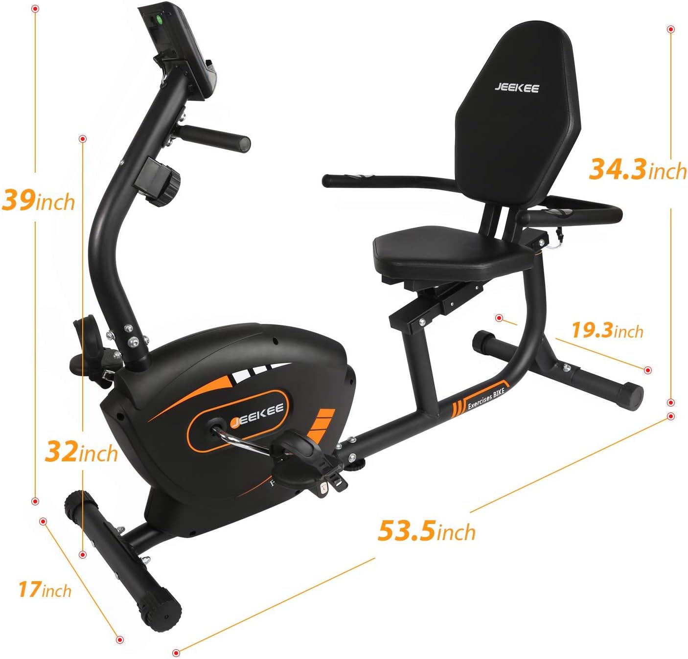 JEEKEE Recumbent Exercise Bike for Adults Seniors - Indoor Magnetic Cycling Fitness Equipment for Home Workout