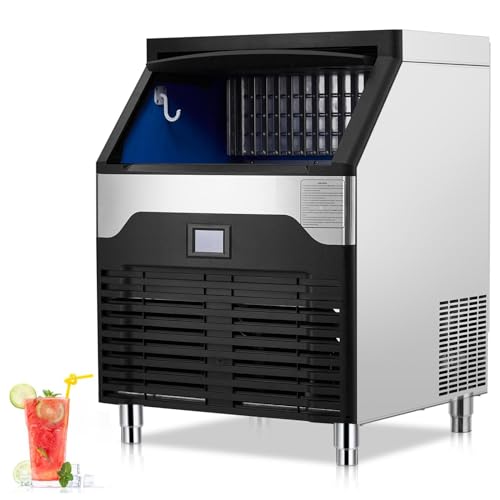 Commercial Under Counter Ice Maker Machine - 160LBS/24H, 100 Lbs Capacity, Industrial Ice Ready in 5-15 min - Freestanding Stainless Steel Ice Maker for Bar Restaurant