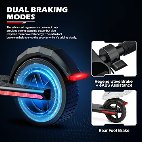 MoNiBloom E-Scooter Electric Kick Scooter w/LED Display and Bluetooth APP, Portable Folding Commuting Scooter for Adults & Teens