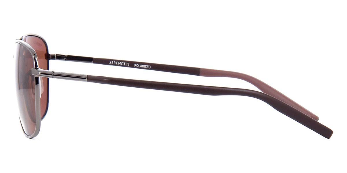 Serengeti Spello Sunglasses (Shiny Gunmetal/Dark Brown/ Chocolate Brown Polarized Drivers)