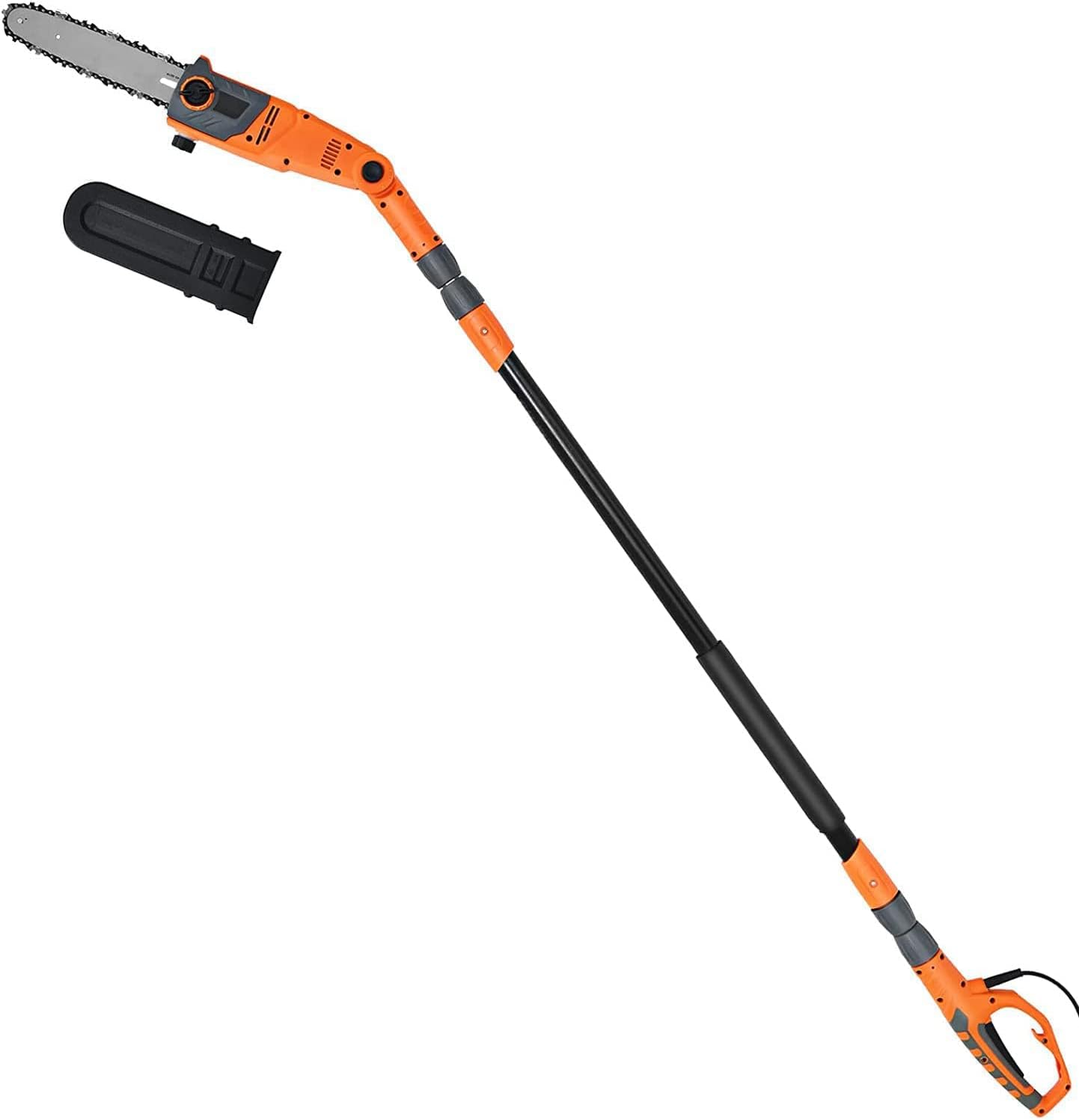 Goplus Electric Pole Saw, 10 Inch 8 Amp Multi-Angle Pole Chain Saw with Telescoping Long Handle for Tree Trimming Branch Cutting, Auto Oiling, 36ft/ s Speed (10 Inch)