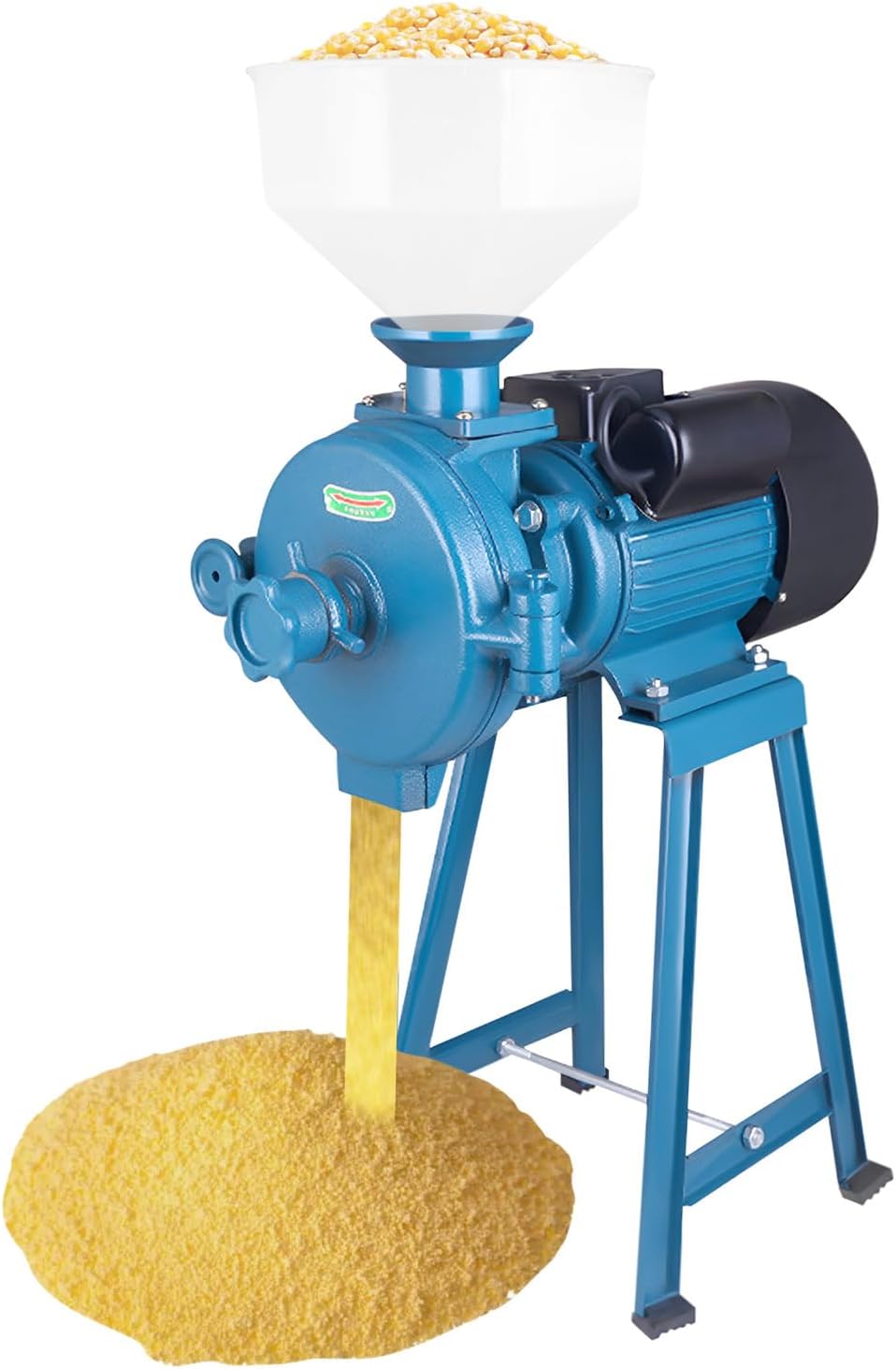2200W Blue Electric Grain Mill with Funnel, Dry Cereals Rice Wheat Corn Mills Electric Grain Mill Grinder Electric Grain Grinder Heavy Duty Home/Commercial Electric Feed Mill Dry Cereals Grinder