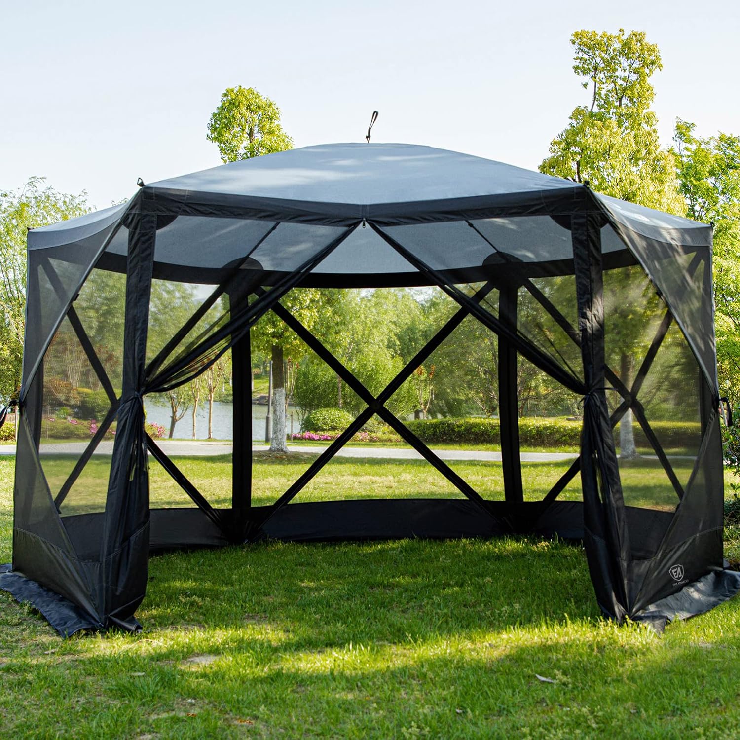 EVER ADVANCED Pop Up Gazebo Screen House Tent for Camping 8-10 Person Instant Canopy Shelter with Netting Portable for Outdoor, Backyard