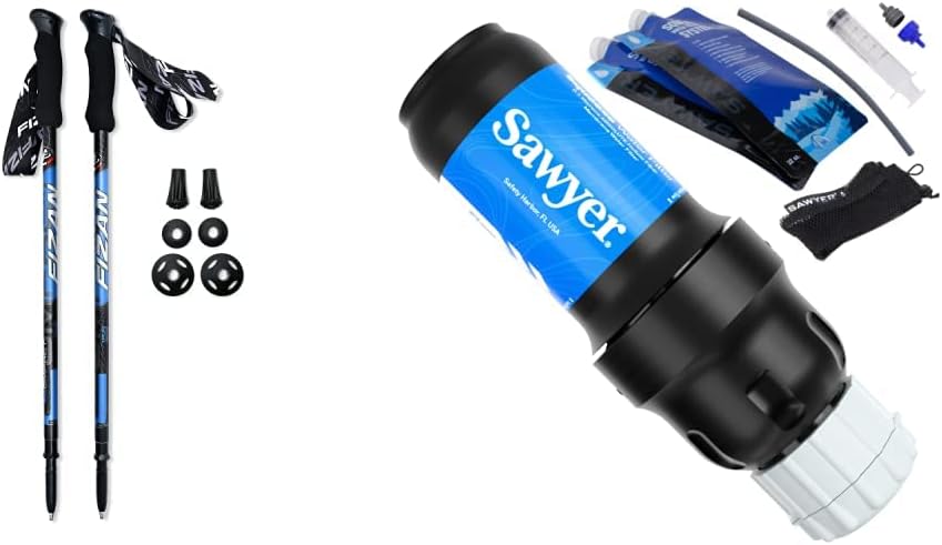 Fizan Compact 3 Trekking Poles + Sawyer Squeeze Water Filtration System