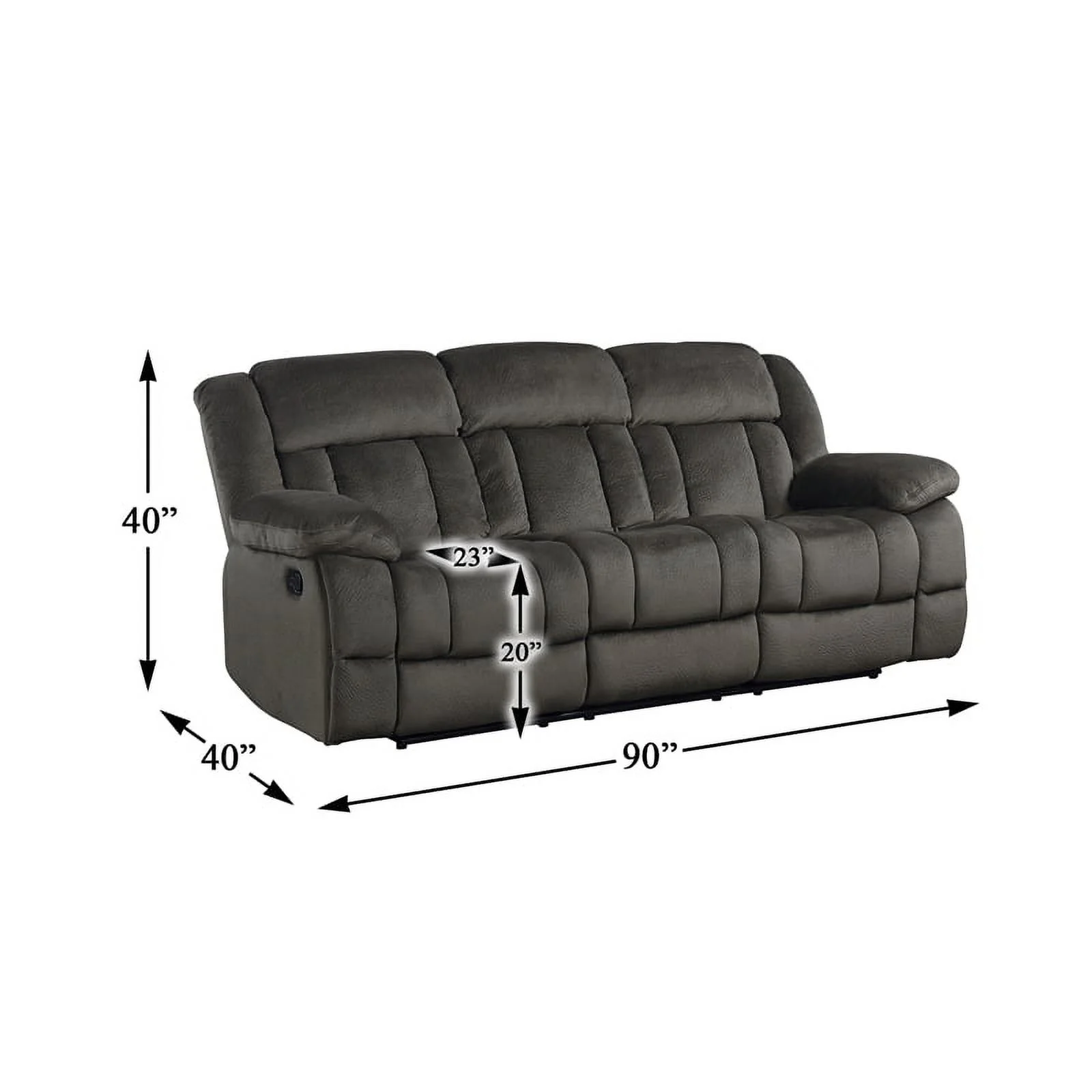 Lexicon Laurelton 90" Traditional Microfiber Double Reclining Sofa in Chocolate