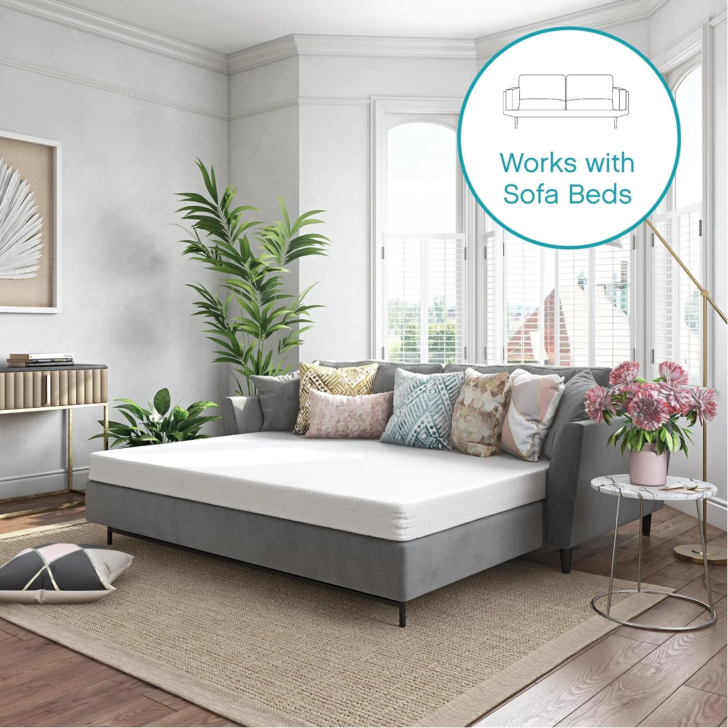 Classic Brands 4.5-Inch  Memory Foam Replacement Mattress for Sleeper Sofa Bed Queen, Plush