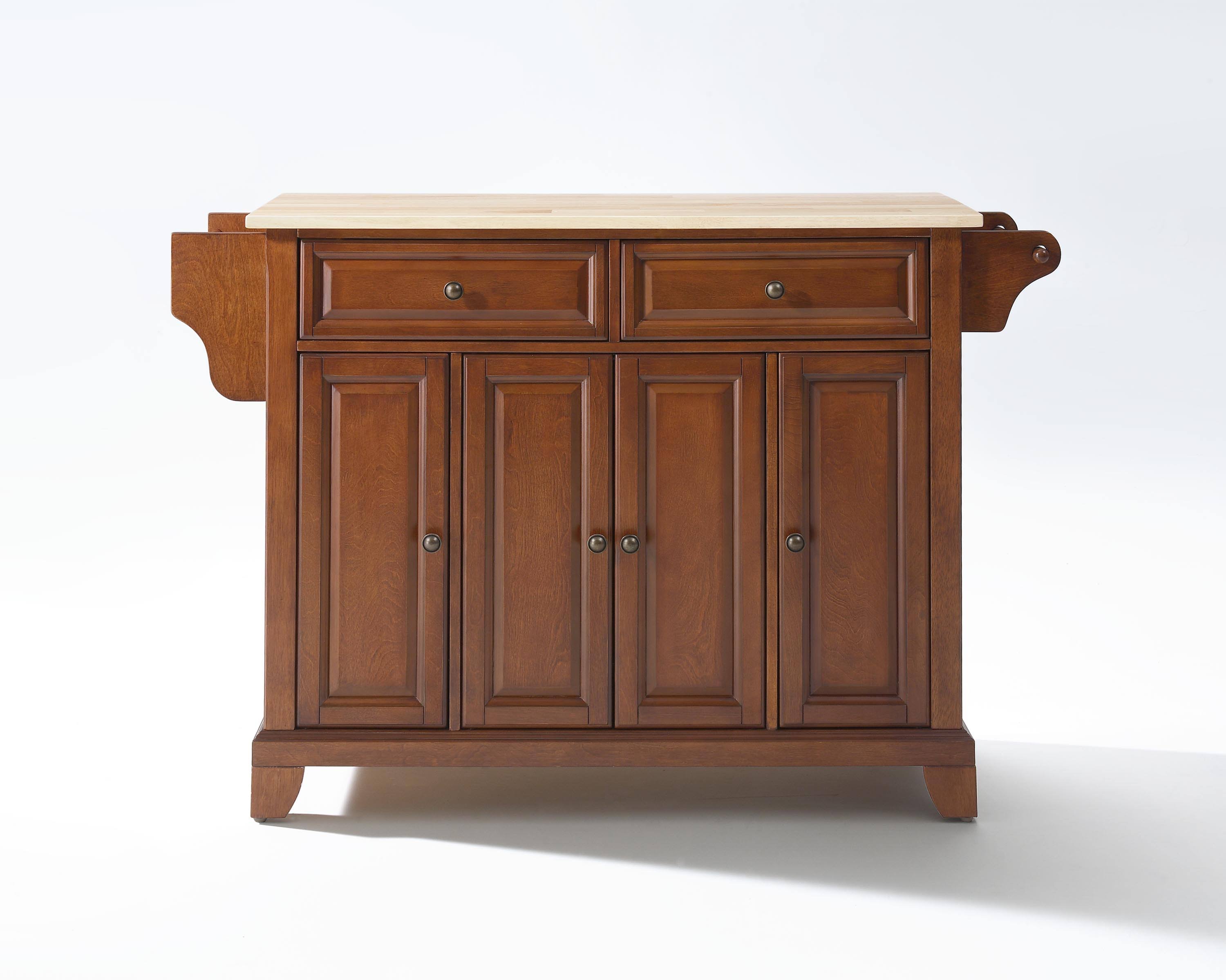 Crosley Furniture Natural Wood Top Kitchen Island, Cherry