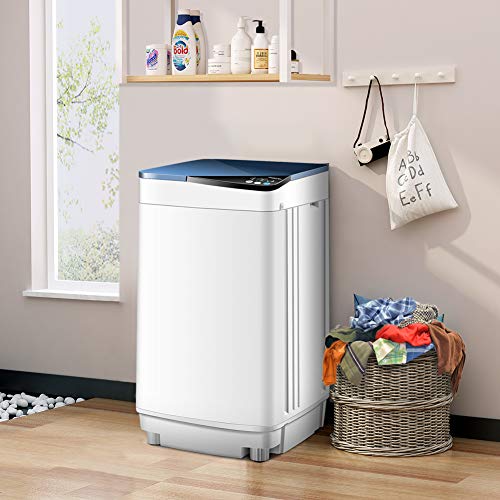 SAFEPLUS Full-Automatic Portable Washing Machines, 7.7 lbs Load Capacity Mini Washer Machine with Spin and Built in Barrel Light for Dorms Apartments RV and Camping（Yellow）