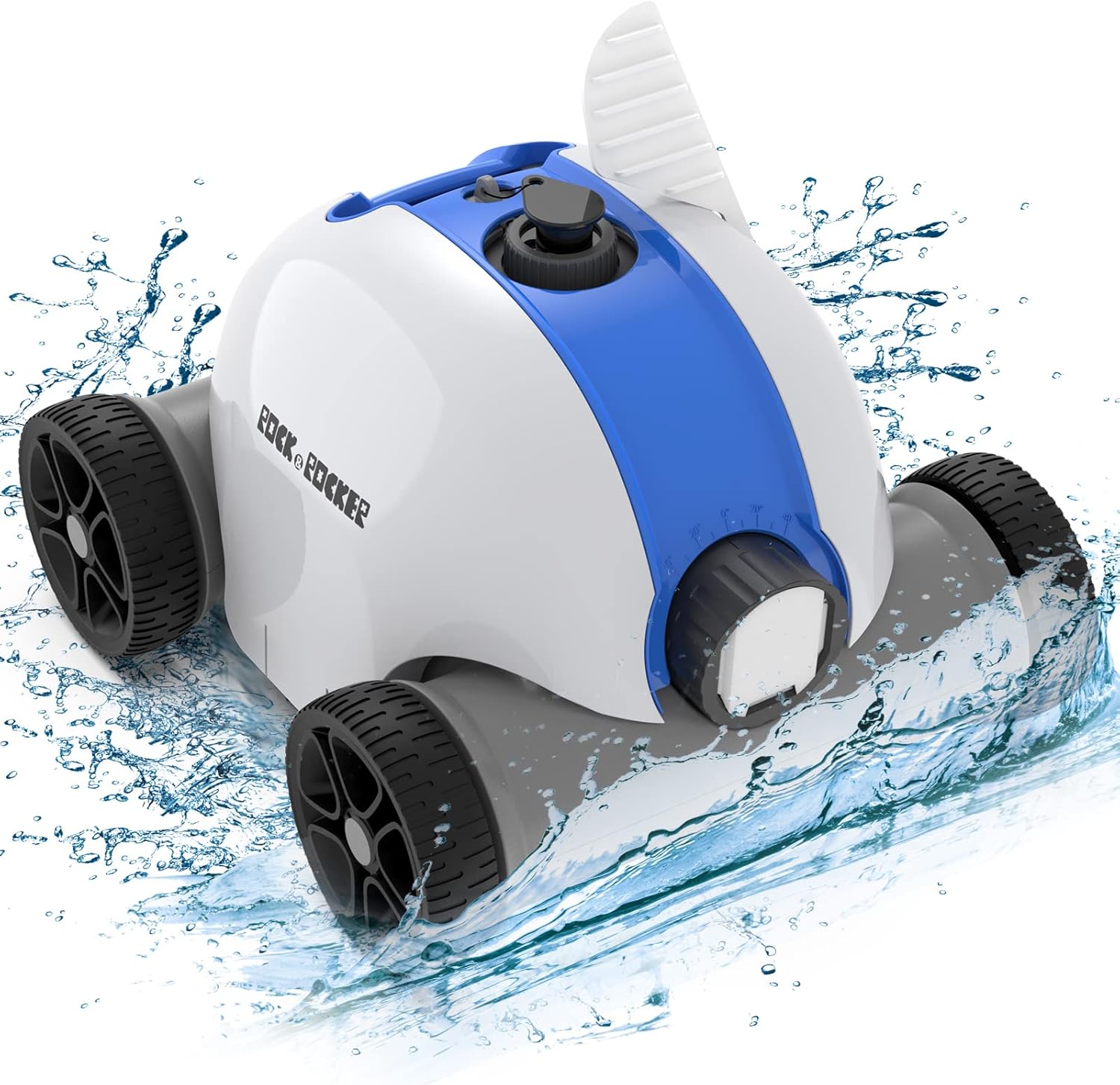 Rock&Rocker Cordless Robotic Pool Cleaner, Automatic Pool Robot Vacuum with 60-90 Mins Working Time, Rechargeable Battery, IPX8 Waterproof for Above Ground Swimming Pools Up to 861 Sq Ft, Blue