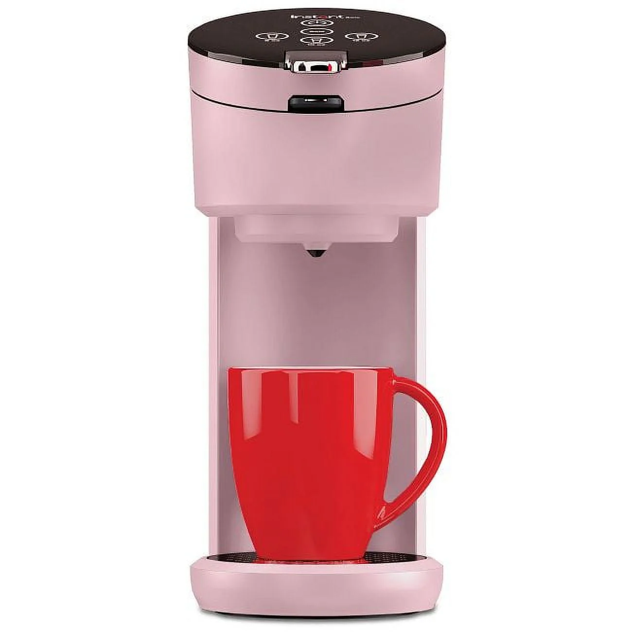 Instant Solo 2-in-1 Single Serve Coffee Maker for Ground Coffee or K-Cup Pods with 3 Brew Sizes, Maroon Red