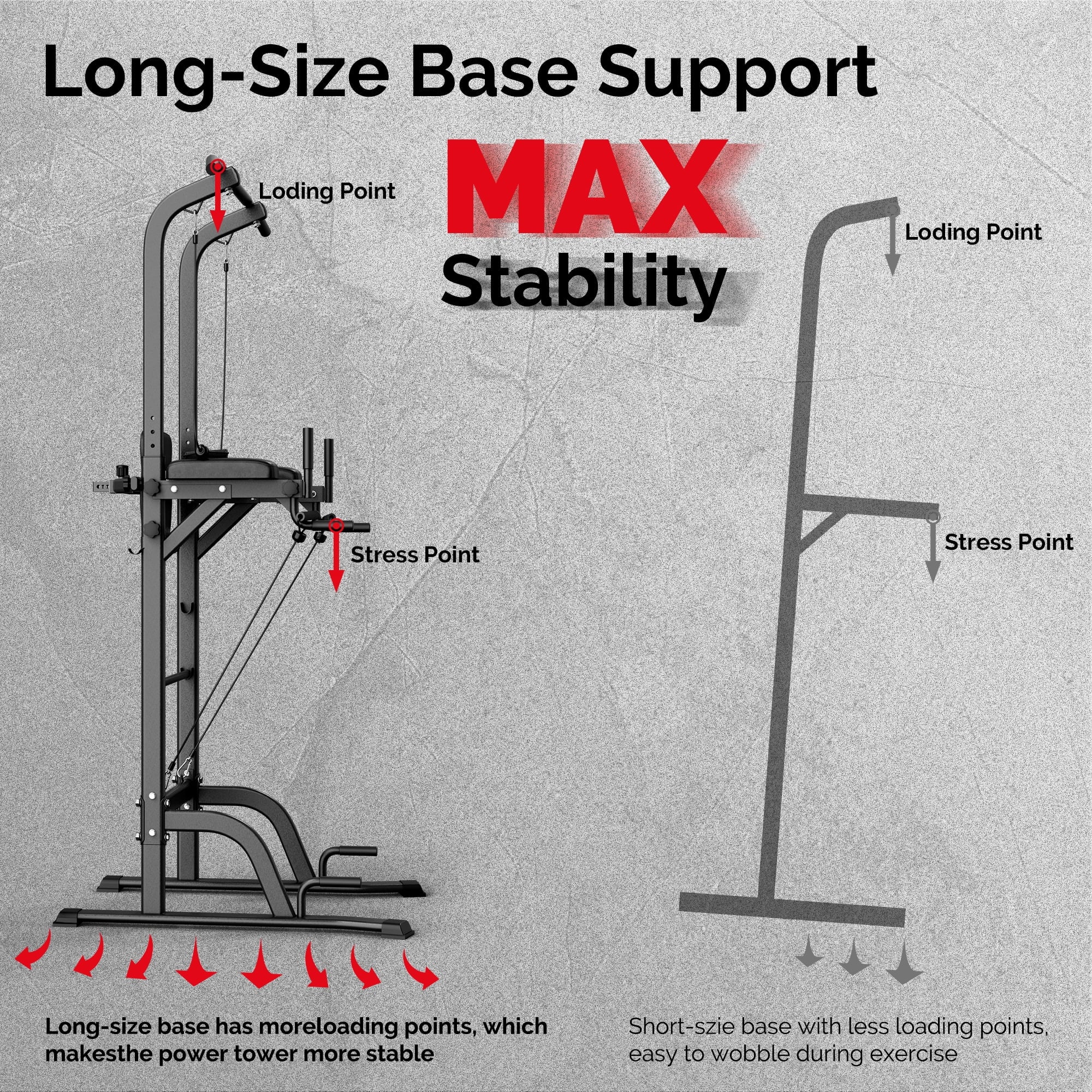 UPGO Adjustable Power Tower 400lbs Max Weight Dip Station Pull up Bar Power Rack Push up Resistance Band for Home Gym Strength Training Workout Equipment