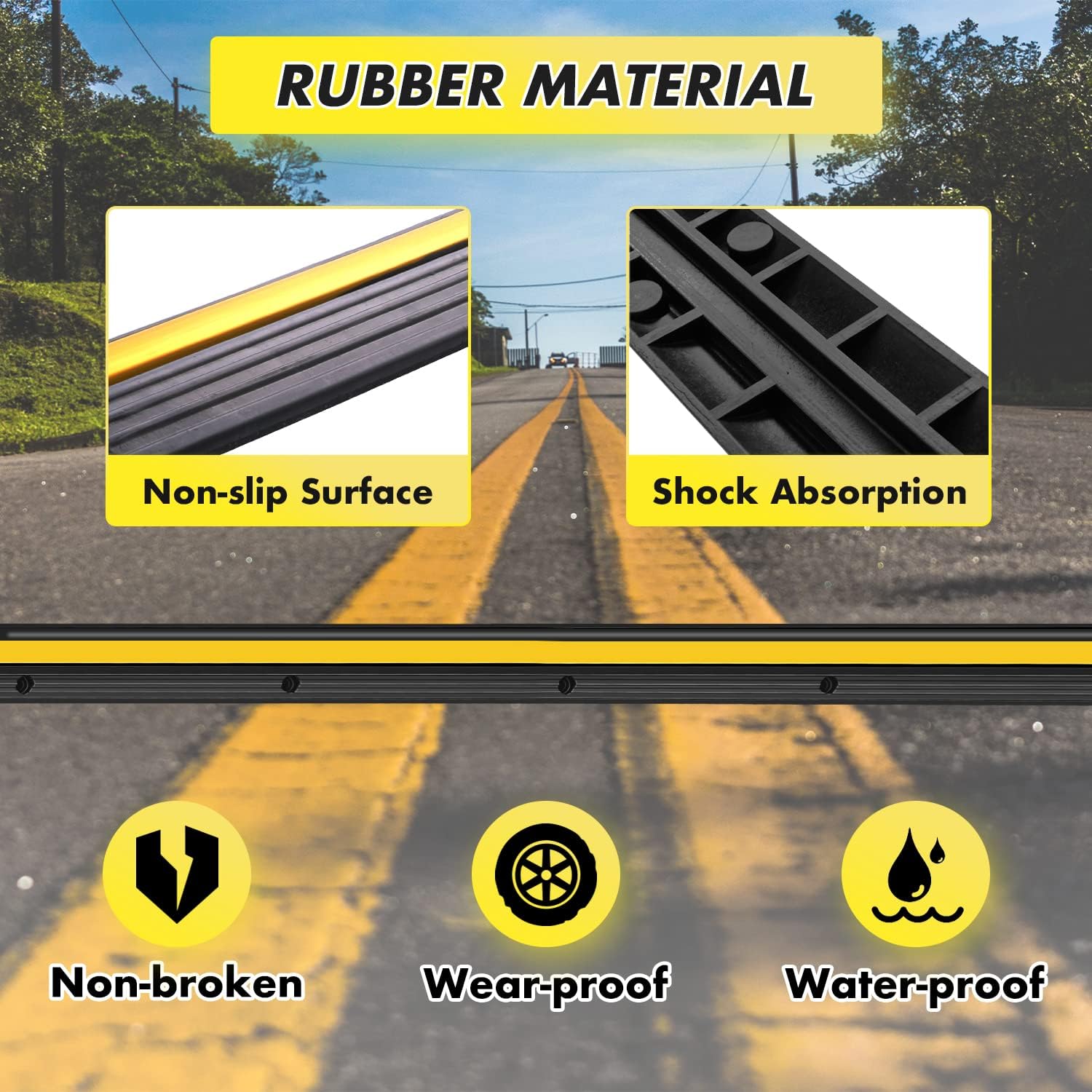 4 Pack of 1 Channel Cable Ramp Hose Protector Ramps Rubber Cable Protector Ramp Heavy Duty Speed Bumps for Wire Hose Pipe Hider Driveway &Indoor Pack of 2