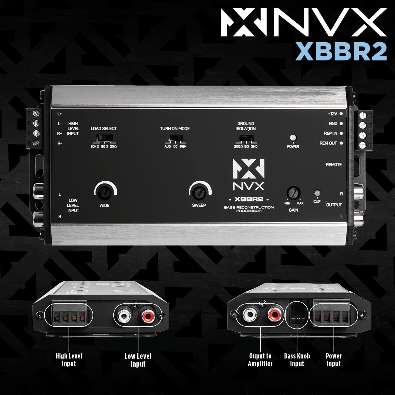 NVX XLCA2X X-Series PRO 2-Channel Line Out Converter Digital Bass Enhancer with xBOOST, Impedance Matching, and Remote Level Control