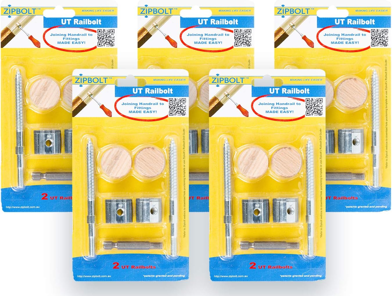 Zipbolt 13.610 Railbolt - Staircase Handrail to Fittings Connector - 5 Pack