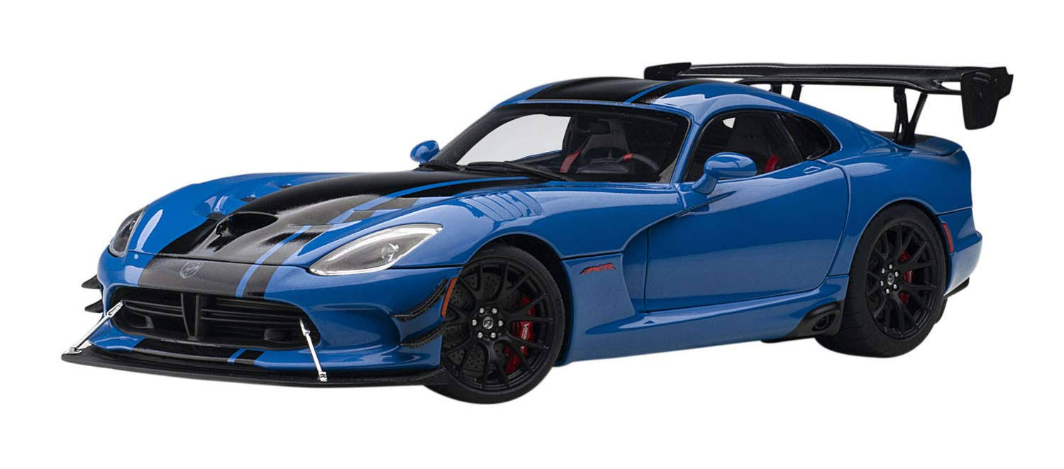 2017 Dodge Viper ACR Competition Blue with Black Stripes 1/18 Model Car by AUTOart 71734