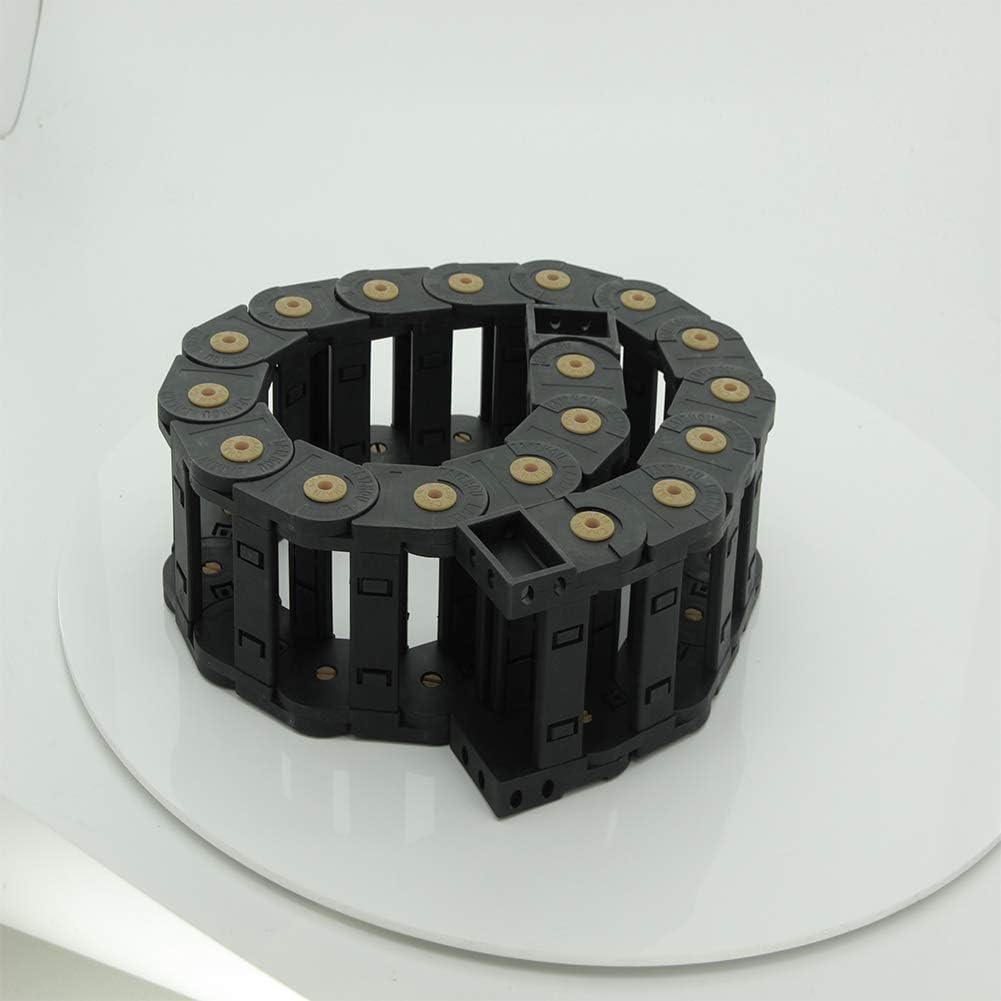 Fielect Drag Chain Cable Carrier Open Type with End Connectors R100 35X100mm 1 Meter Plastic for Electrical CNC Router Machines Black 1Pcs