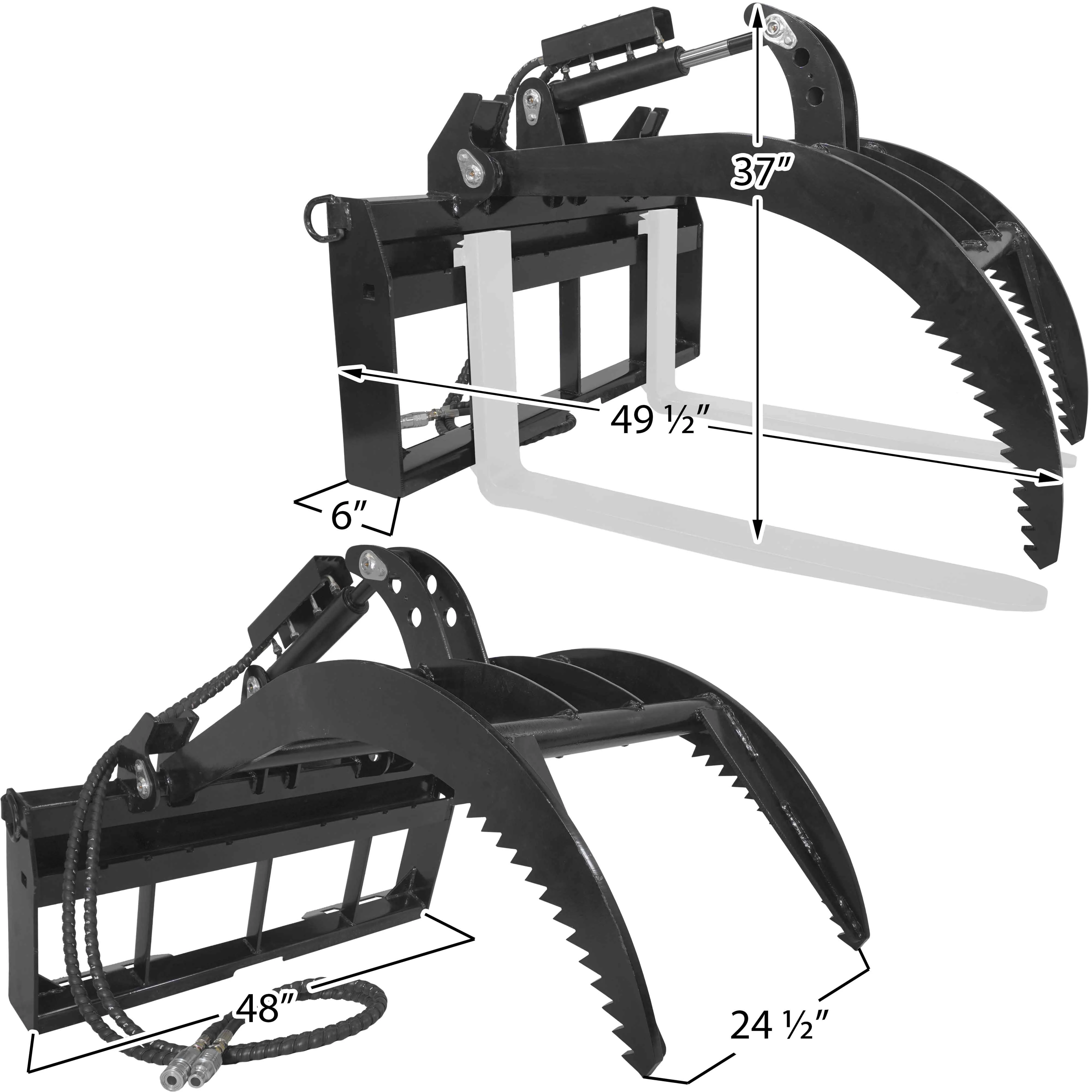 Titan Attachments Hydraulic Skid Steer Pallet Fork Grapple Attachment V2 with 60in Fork Blades, 1/2in Thick Steel Frame, Quick Tach Mounting System