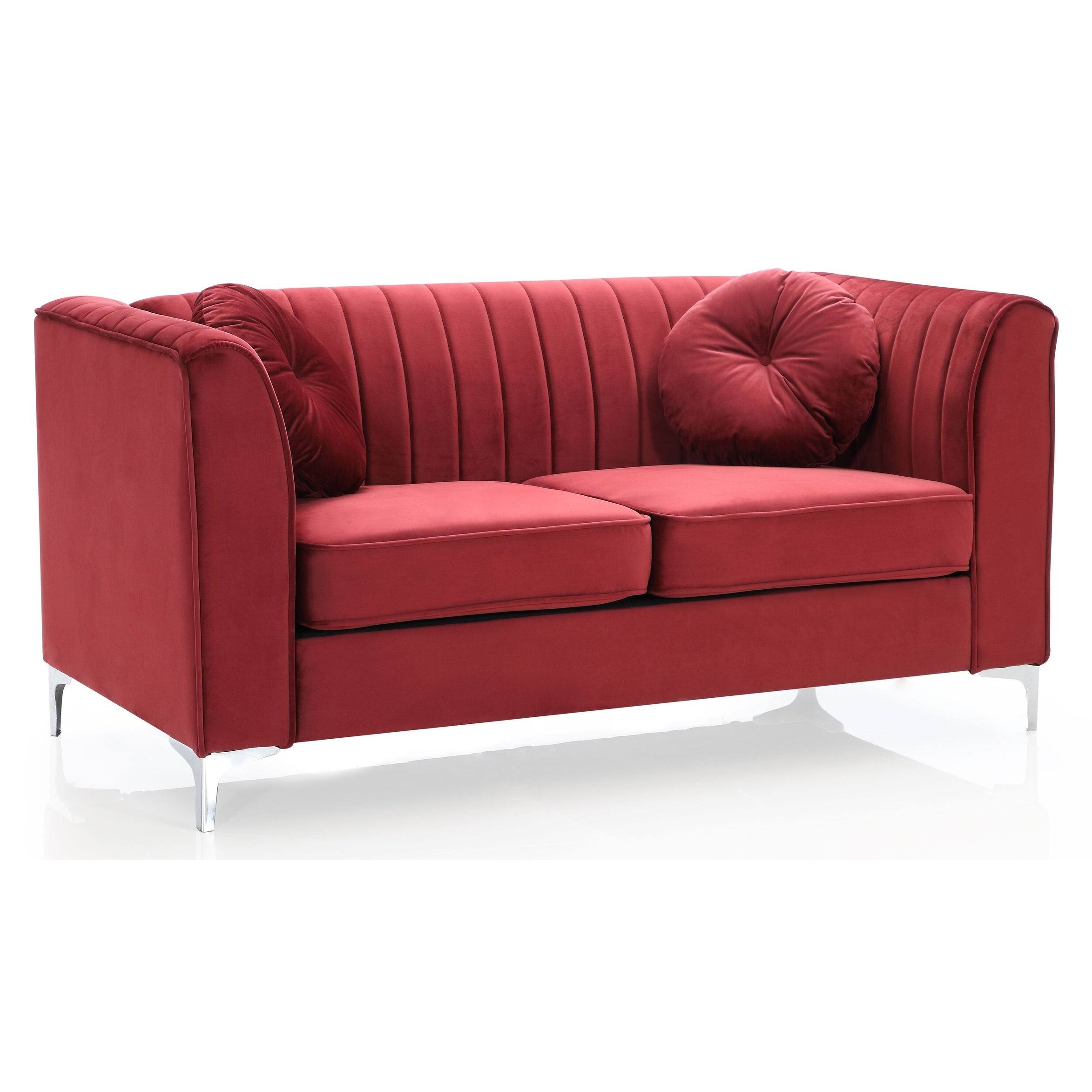 Glory Furniture Delray Velvet Loveseat in Ivory
