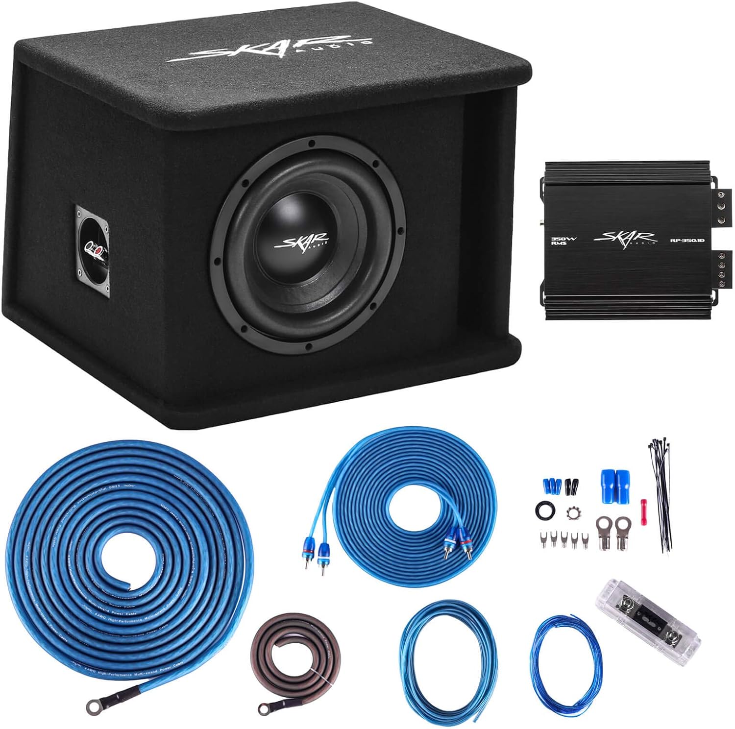 Skar Audio Single 8" Complete 700 Watt SDR Series Subwoofer Bass Package - Includes Loaded Enclosure with Amplifier