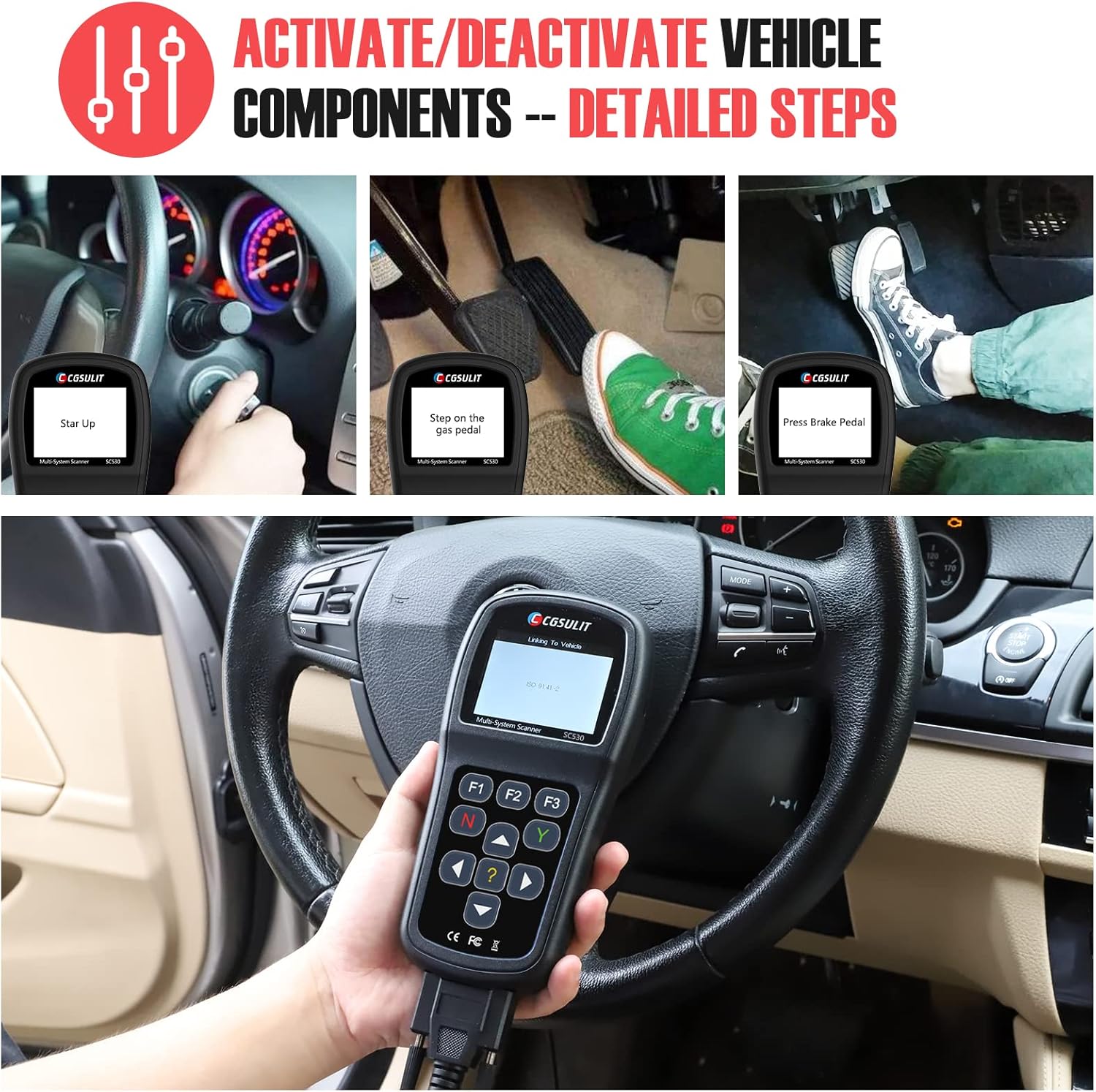CGSULIT Full Systems Diagnostic Scan Tool Bidirectional Code Reader with All Special Functions Full OBD2 Scanner ABS SRS Reset Service for SAS/EPB/DPF/TPMS Oil Reset Battery Registration