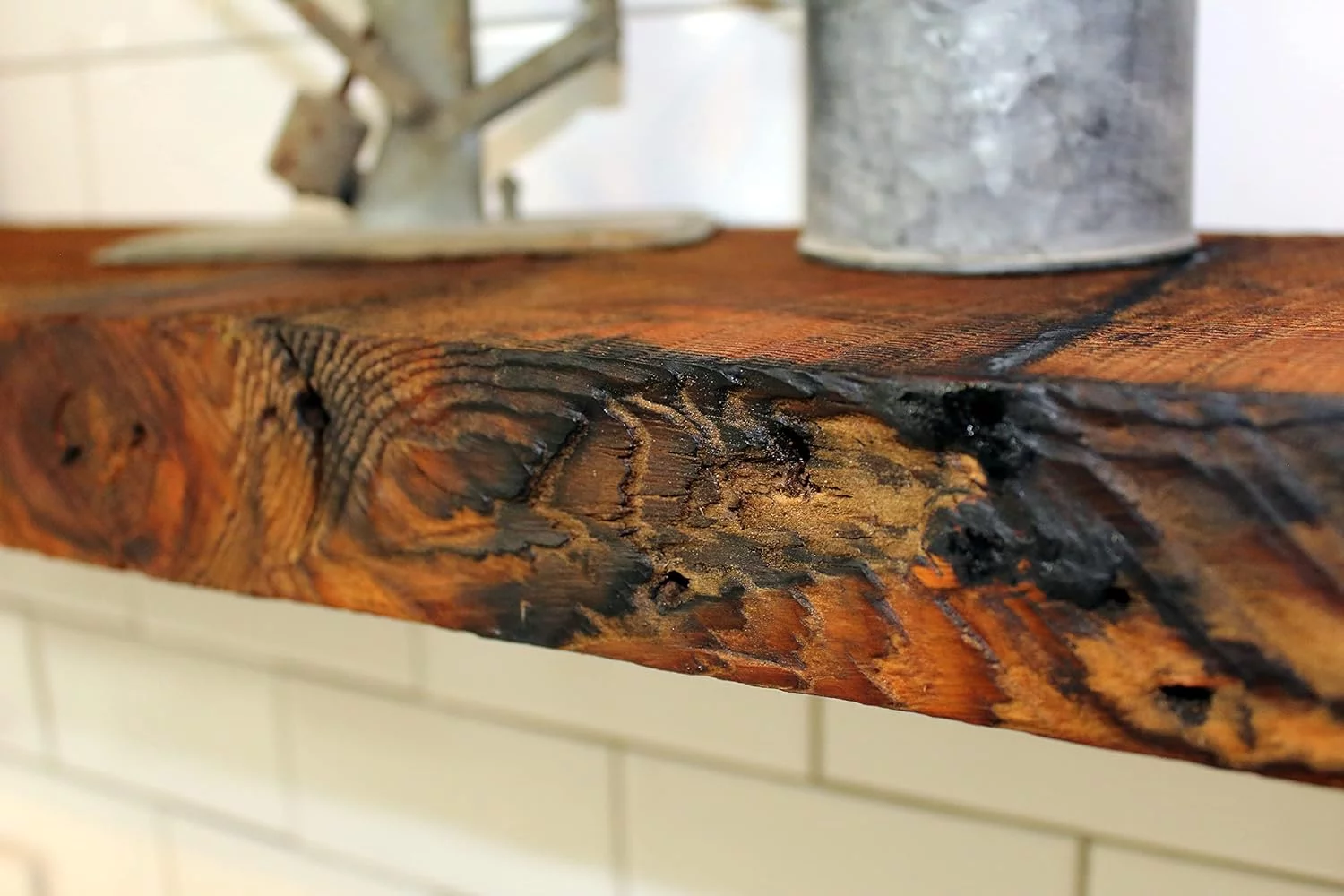 Reclaimed Wood Mantel Shelf | Easy-To-Install | Steel Angle Brackets Included | Rustic Decoration | 2" Thickness | 84" L X 8" D, Early American