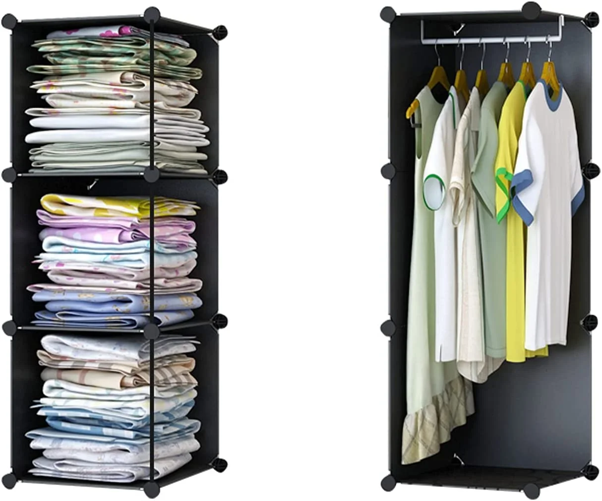 HOOMHIBIU Wardrobe Closet Portable Wardrobe Closets White Bedroom Armoire Clothes  Organizer 29.5" L X 18.5" D X 57.8" H (8-Cube) Wardrobe Closet