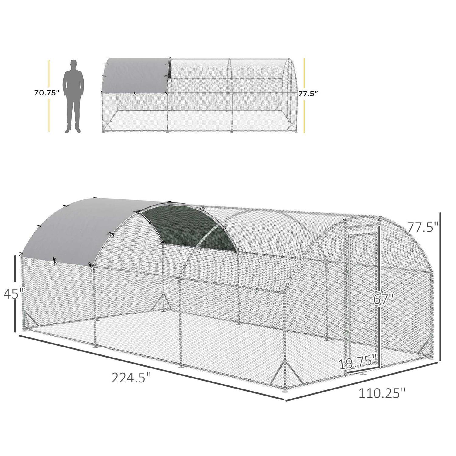 PawHut Metal Chicken Coop Walk-in Enclosure with Cover - Pet Supplies online store