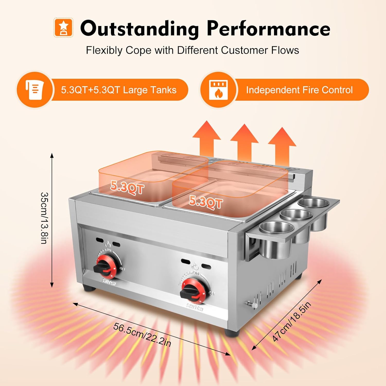 Professional Deep Fryer, 6L * 2 Liquid Propane or Natural Gas Countertop Kitchen Fryer Countertop Gas Fryer Fryer Kitchen Countertop Gas Fryer Deep Fryer Combined Fryer with 2 PCS Basket Set