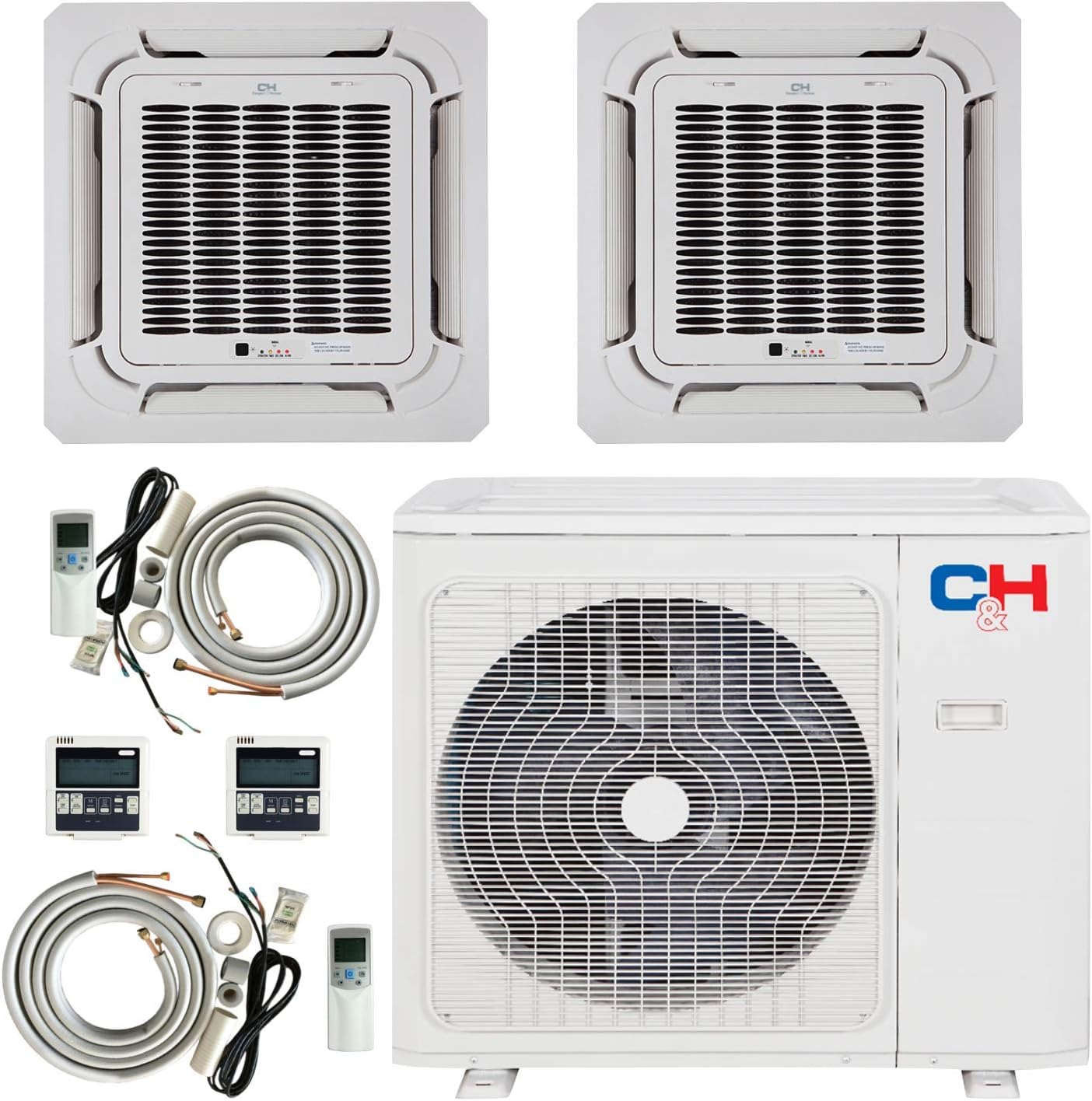Dual 2 Zone 18000 18000 Ductless Mini Split Ceiling Cassette Air Conditioner Heat Pump Multi Sophia Series…