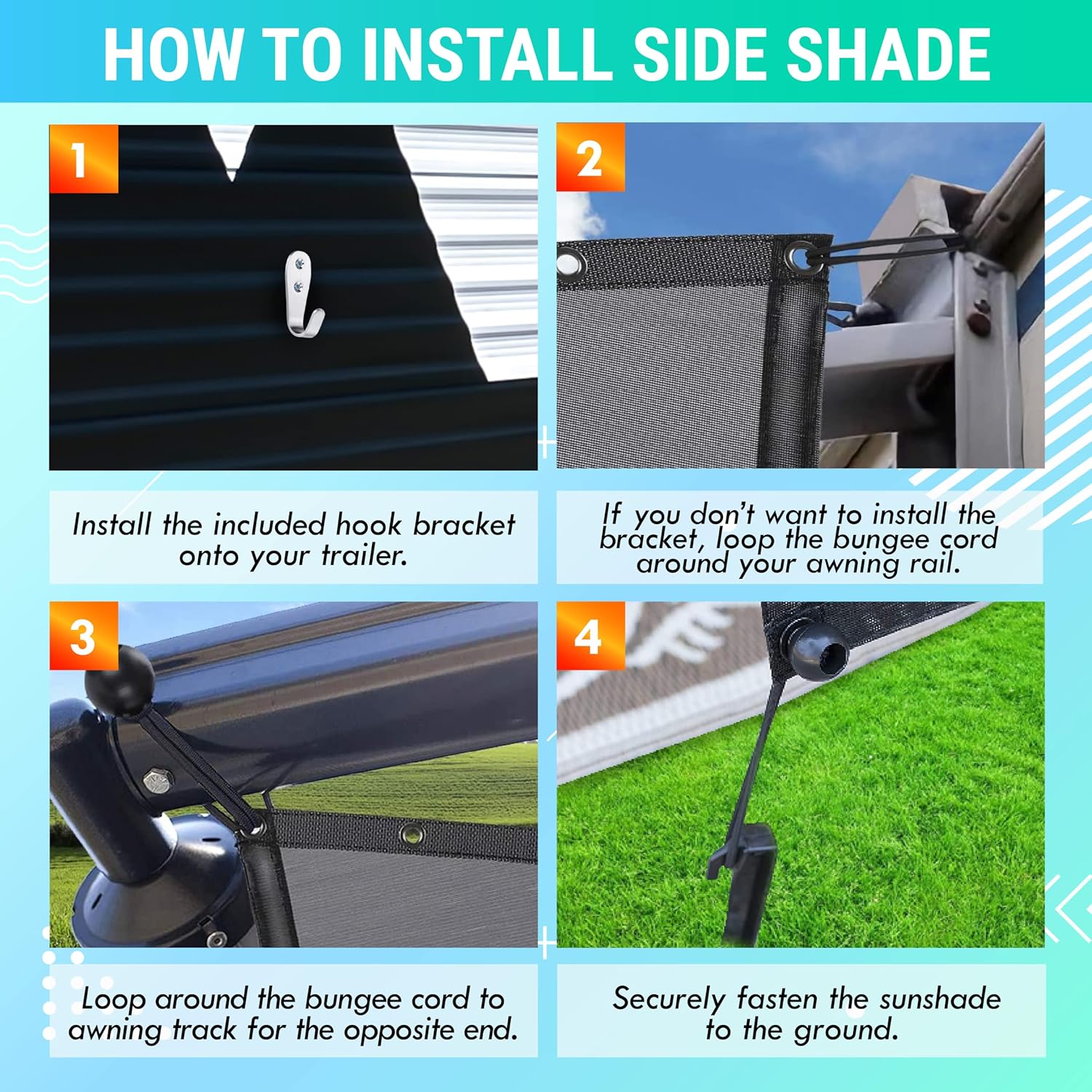 LATCH.IT RV Awning Shade Screen 7x9’ | Side RV Awning Screen | Mesh Awning Shade for Camper | UV-Resistant RV Awning Sunshade | Provides Wind Protection, Shade, and Privacy Pack of 2