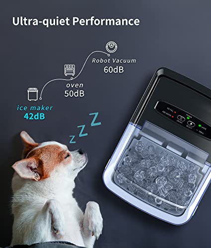 ecozy Nugget Ice Maker Countertop - Chewable Pellet Ice Cubes, 33 lbs Daily Output, Stainless Steel Housing, Self-Cleaning Ice Machine with Ice Bags for Parties, Kitchen, Bar, Office, Silver