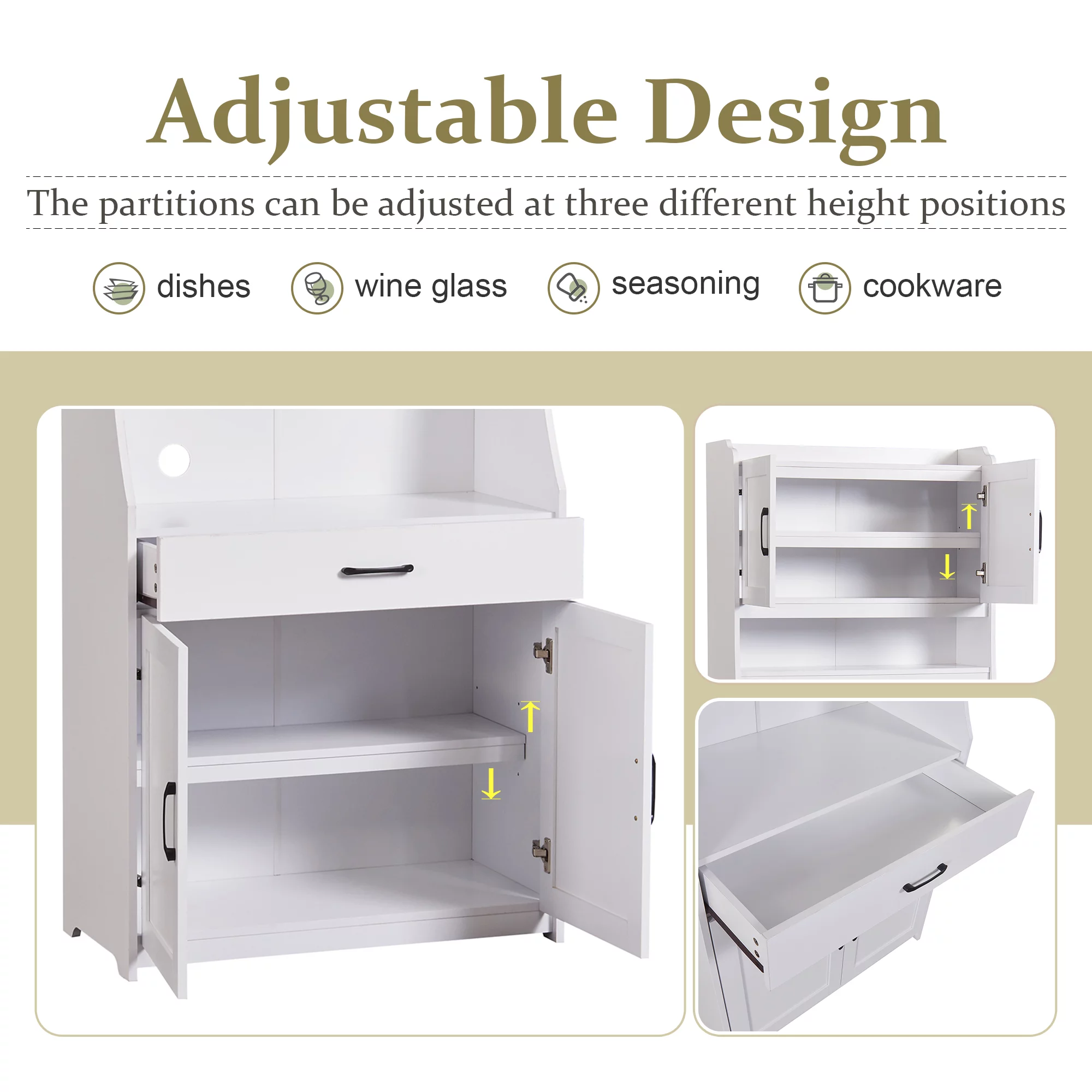 Bellemave 71" Kitchen Pantry Storage Cabinet, Wood Freestanding Hutch Cabinet with Doors and Adjustable Shelves,White - Curated Treasures Market