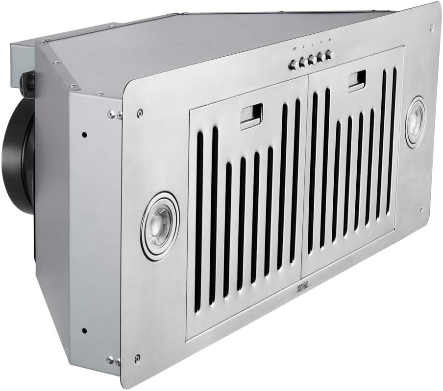 KOBE INX2730SQB-700-2 Brillia 30-inch Built-in/ Insert Range Hood, 3-Speed, 550 CFM, LED Lights, Baffle Filters, Stainless Steel