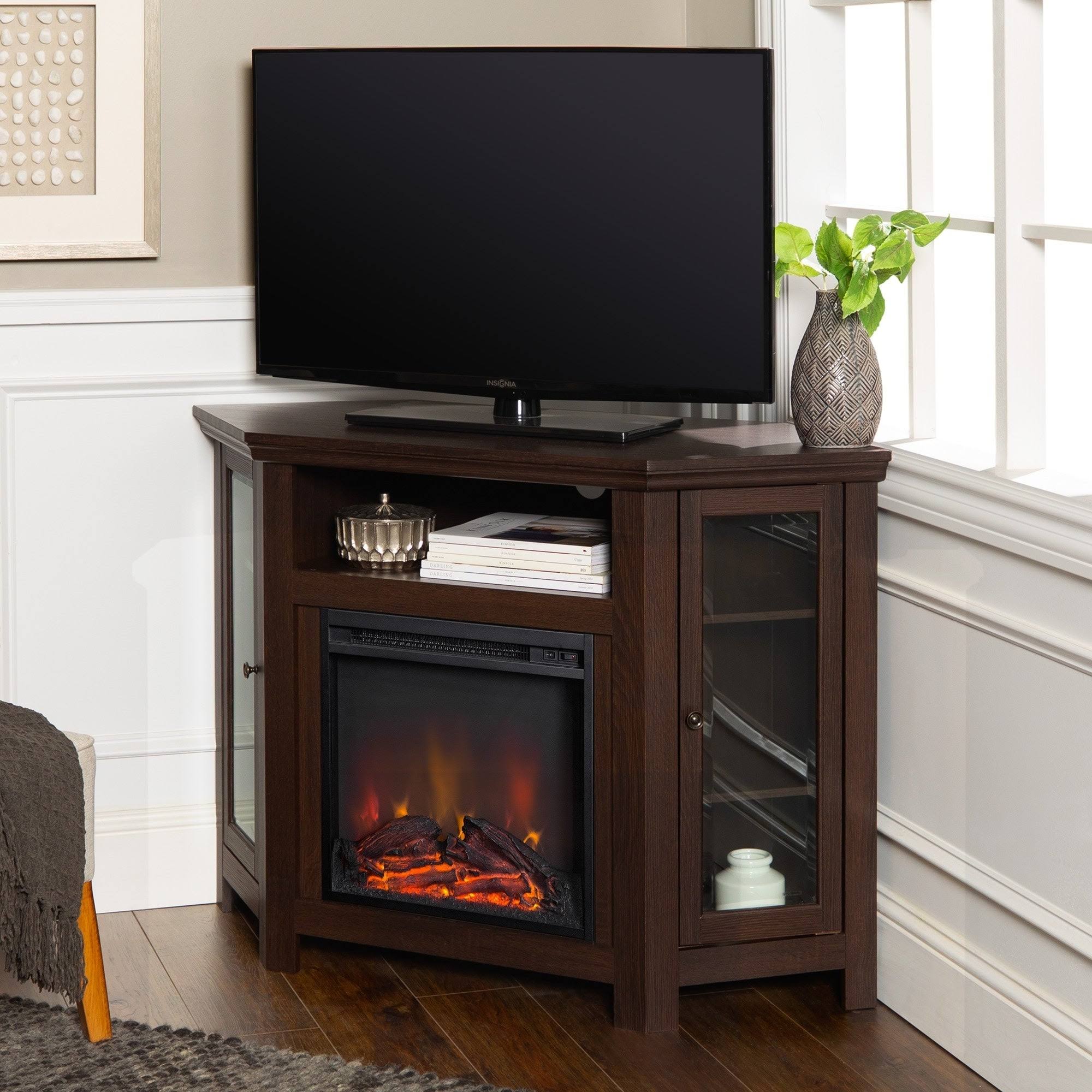 We Furniture 48-Inch Espresso Corner Fireplace TV Stand - Avayadevconnect