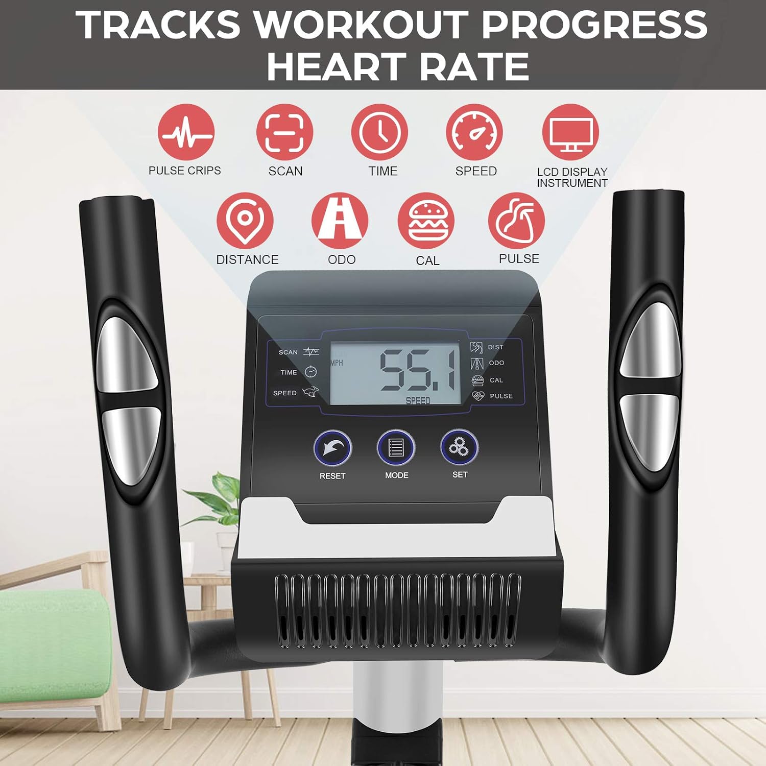 Elliptical Machine Magnetic Elliptical Training Machine for Home Use Elliptical Training Machines with LCD Monitor and Smooth Quiet Driven Pulse Rate Grips
