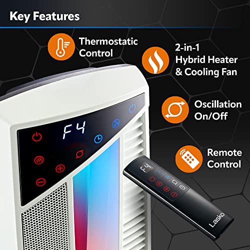 Lasko FHV820 Oscillating All Season High Velocity Hybrid Fan and Space Heater in One with Remote Control, Timer, and Thermostat for Year Round Indoor Home Use