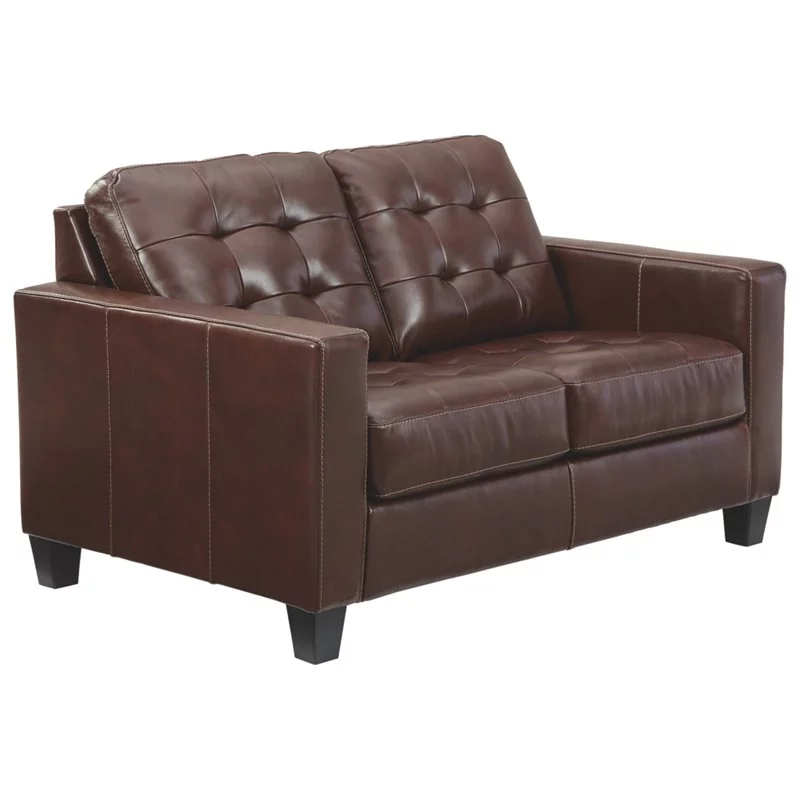 Signature Design by Ashley Altonbury Leather Loveseat in Walnut
